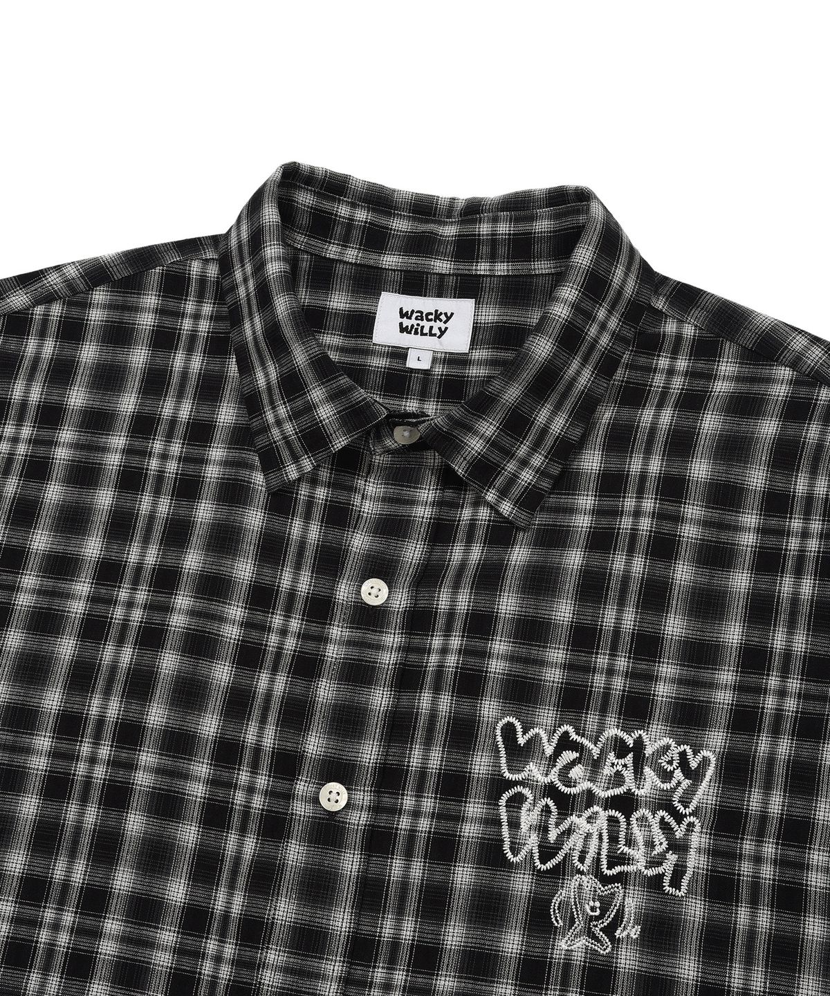 와키윌리(WACKY WILLY) 베이직 체크 긴팔셔츠 블랙