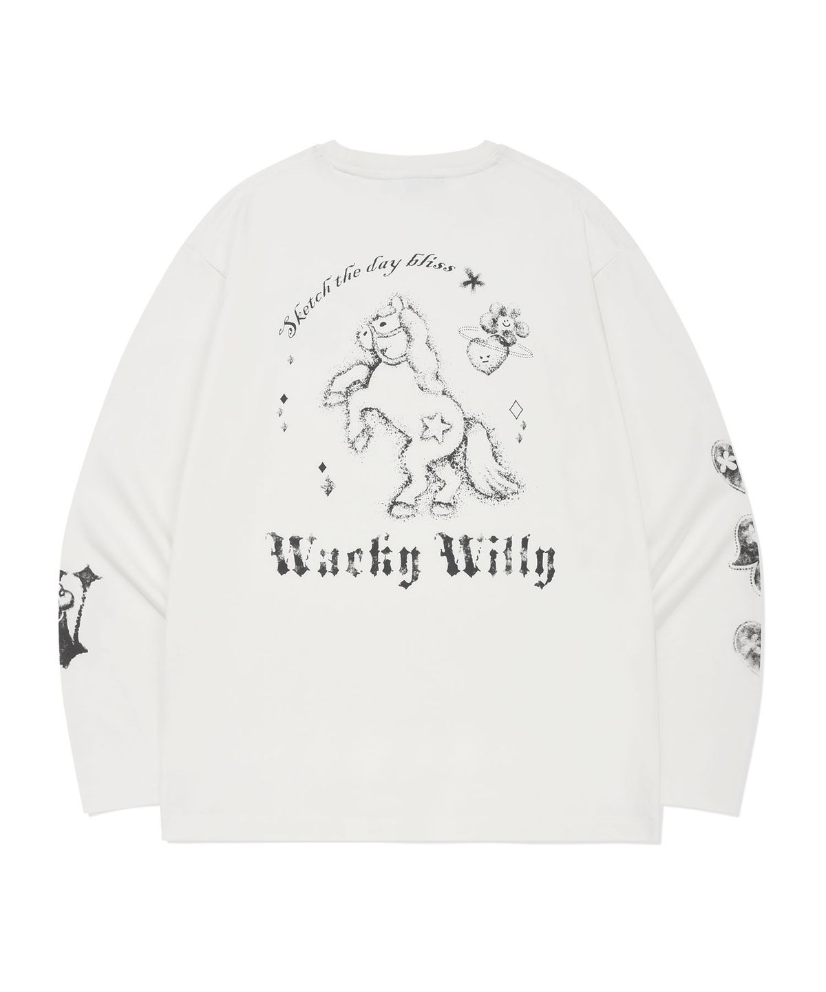 와키윌리(WACKY WILLY) 우먼스 그래픽 롱슬리브 화이트