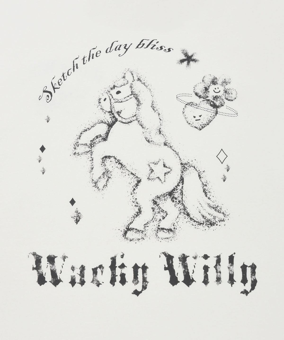 와키윌리(WACKY WILLY) 우먼스 그래픽 롱슬리브 화이트