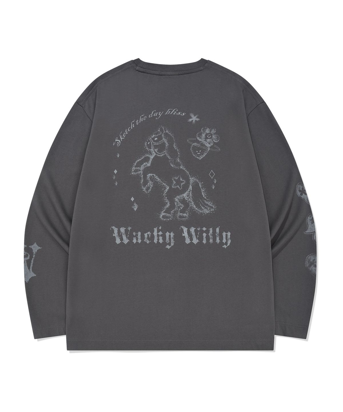 와키윌리(WACKY WILLY) 우먼스 그래픽 롱슬리브 차콜