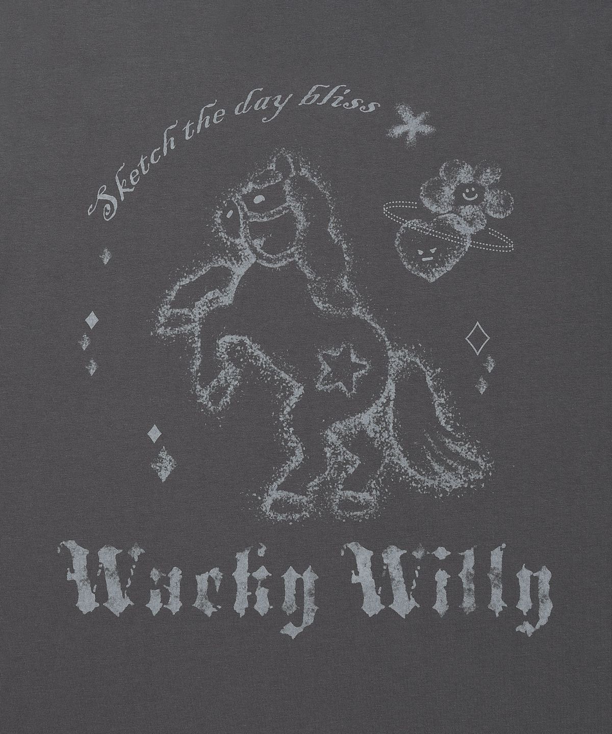 와키윌리(WACKY WILLY) 우먼스 그래픽 롱슬리브 차콜