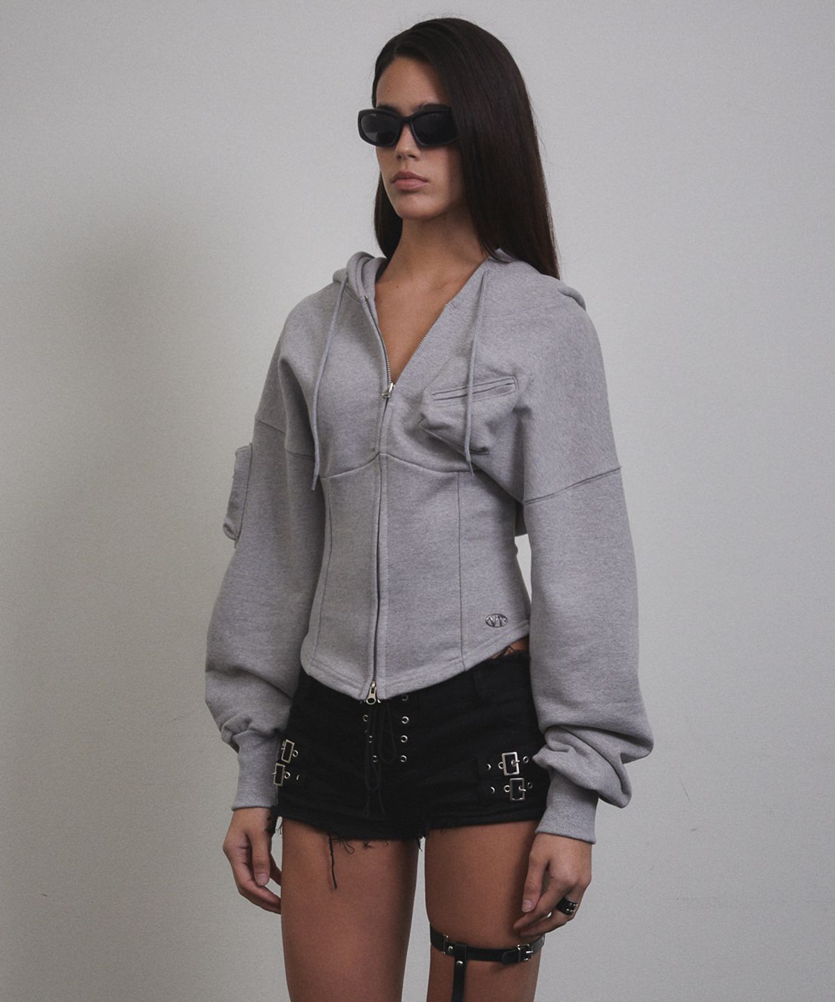 분트(VOONT) Jenny Corset Hood Zip-up (GRAY)