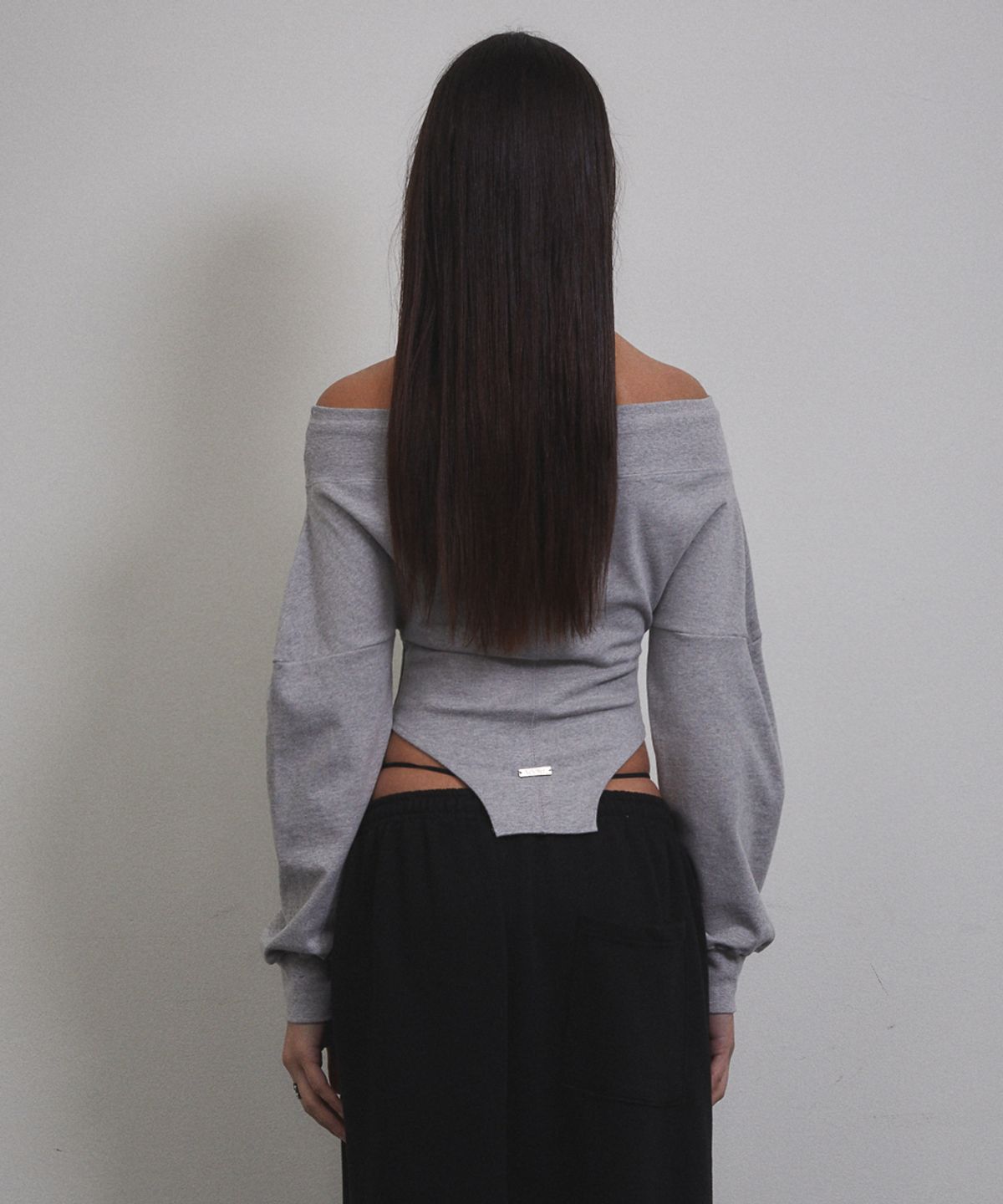 분트(VOONT) Corset Off Shoulder Sweatshirt (GRAY)