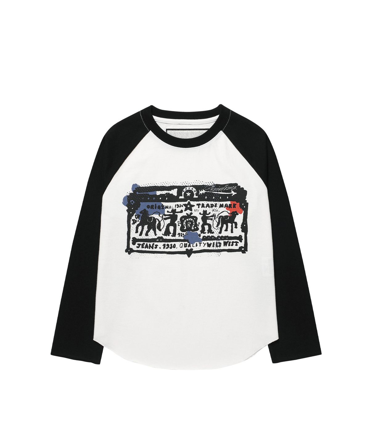 더바이닐하우스(THEVINYLHOUSE) COWBOY PICTOGRAM RAGLAN LS TEE WHITE
