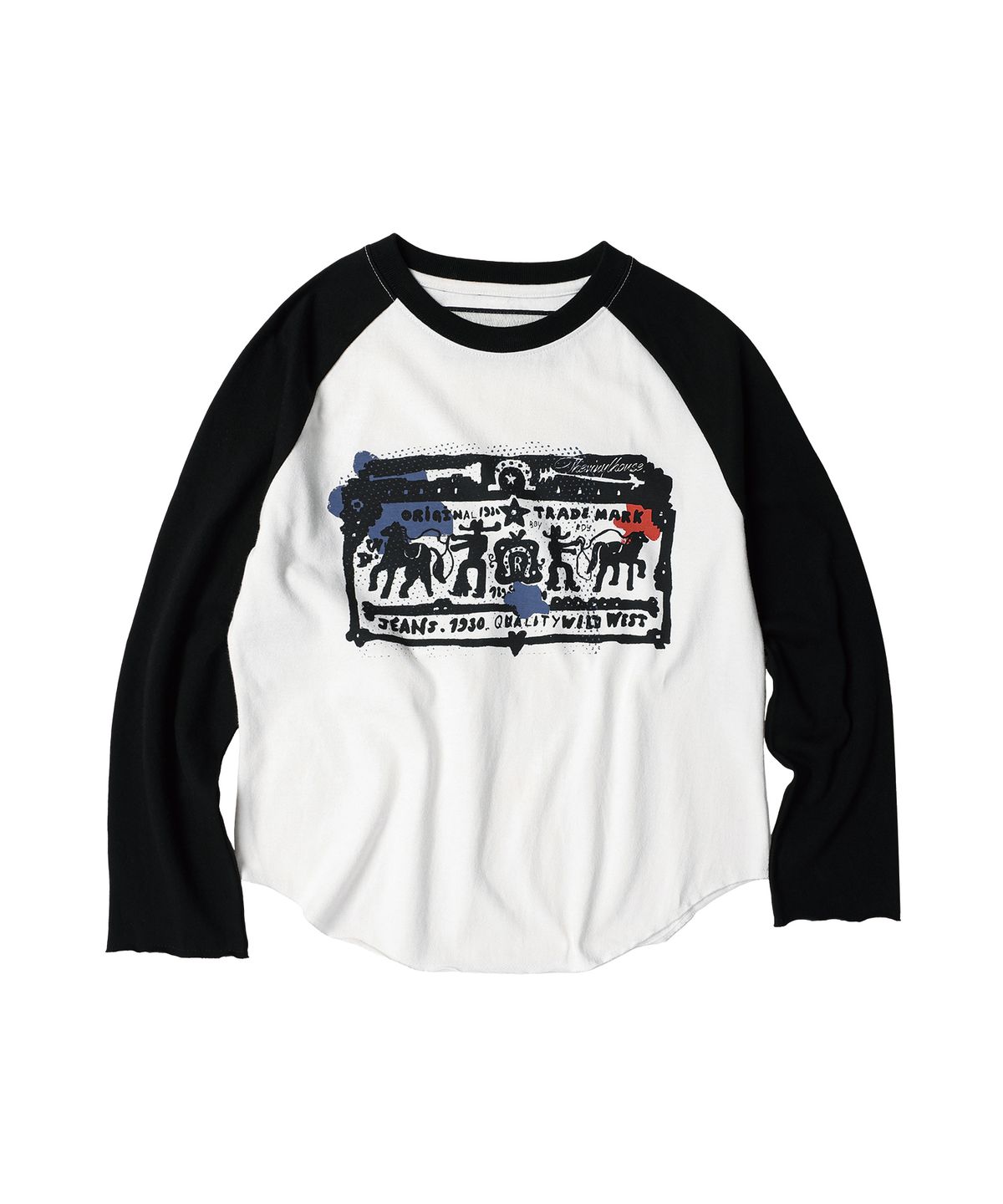 더바이닐하우스(THEVINYLHOUSE) COWBOY PICTOGRAM RAGLAN LS TEE WHITE