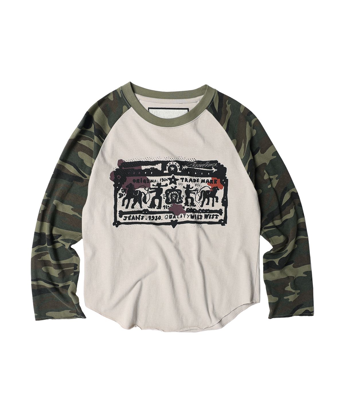 더바이닐하우스(THEVINYLHOUSE) COWBOY PICTOGRAM RAGLAN LS TEE CAMO