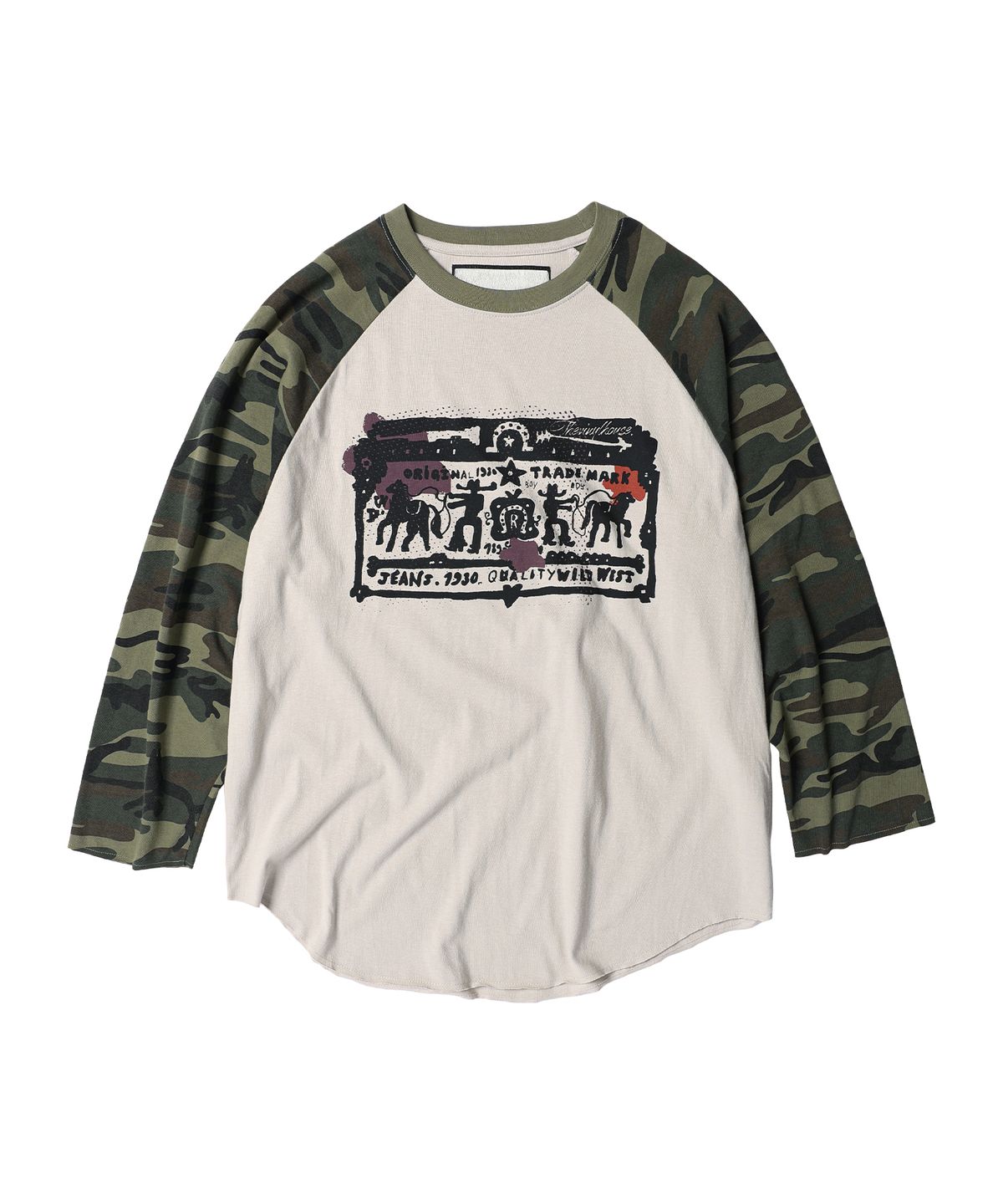 더바이닐하우스(THEVINYLHOUSE) COWBOY PICTOGRAM RAGLAN LS TEE CAMO