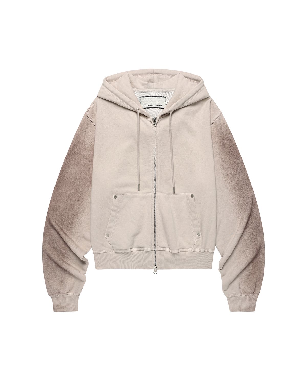 더바이닐하우스(THEVINYLHOUSE) DYED CROP HOODIE ZIP-UP(W) BEIGE