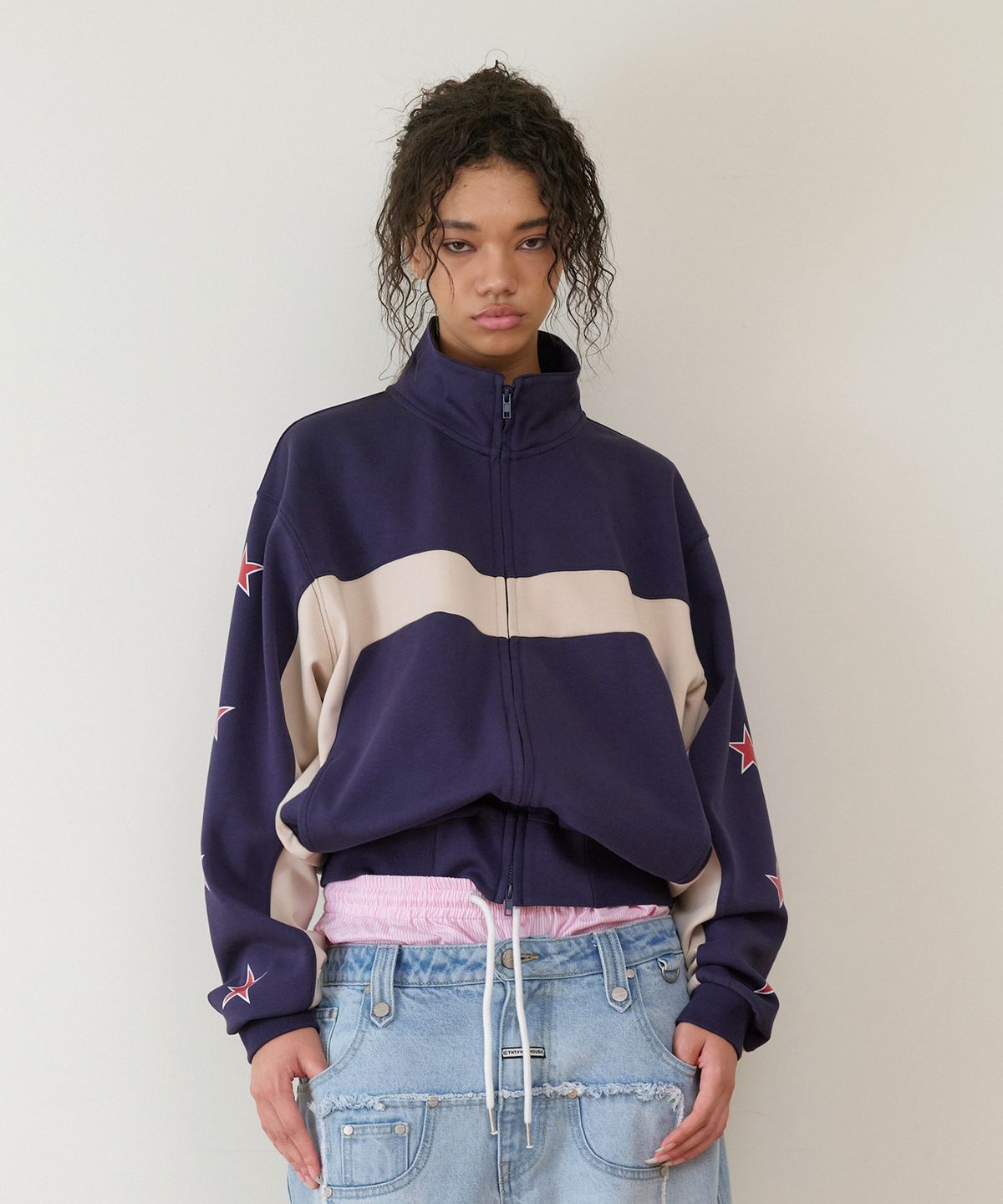 더바이닐하우스(THEVINYLHOUSE) STAR TRACK ZIP-UP NAVY