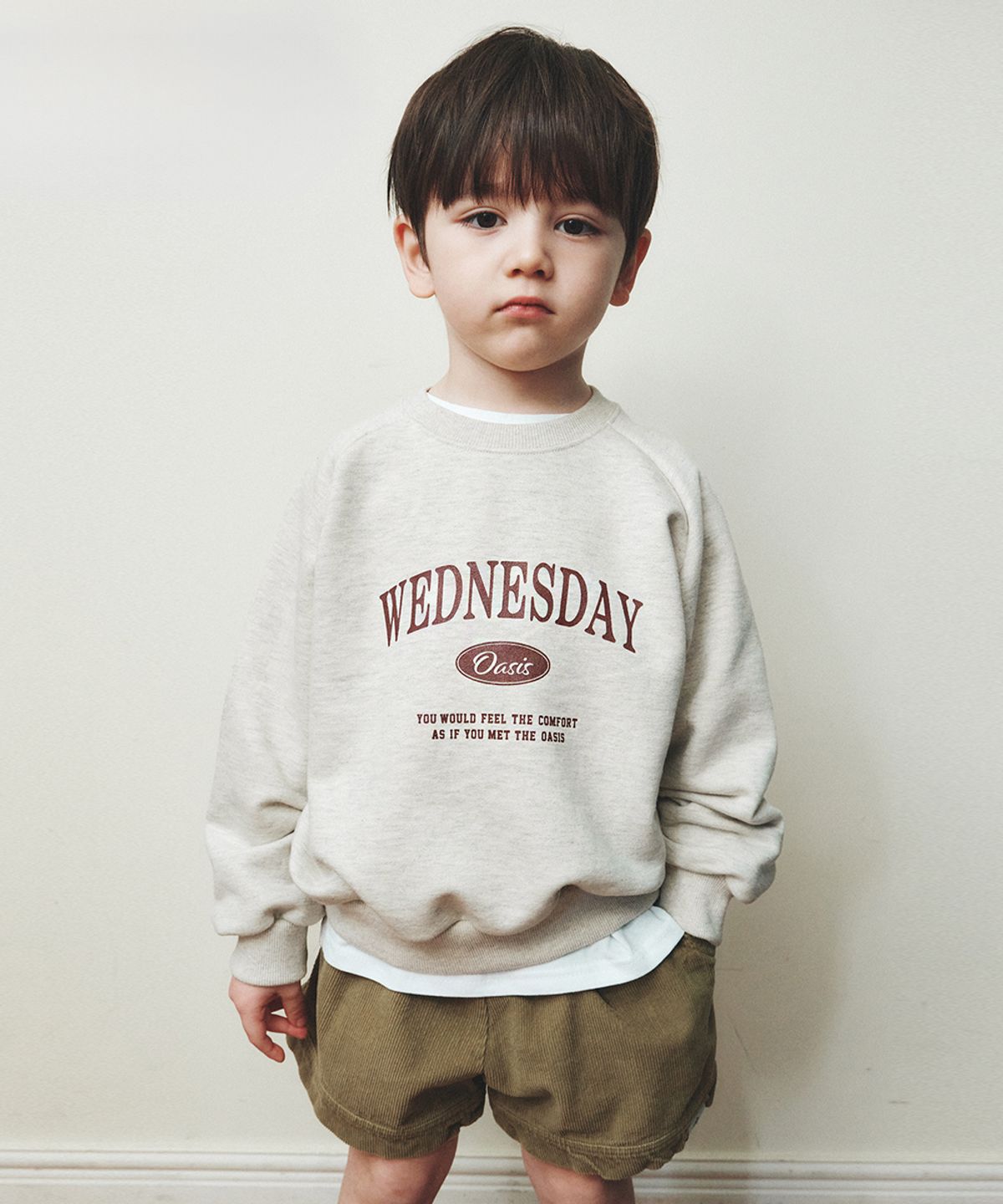 웬즈데이오아시스 키즈(WEDNESDAYOASIS KIDS) [Kids]시그니처 레글런 맨투맨_OATMEAL(W26TP19)