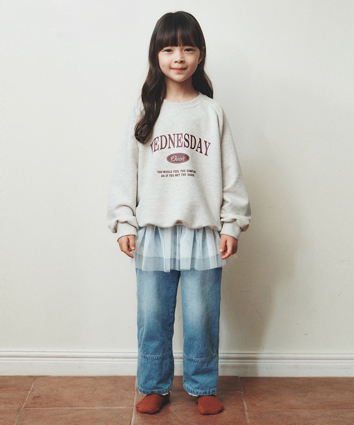웬즈데이오아시스 키즈(WEDNESDAYOASIS KIDS) [Kids]시그니처 레글런 맨투맨_OATMEAL(W26TP19)