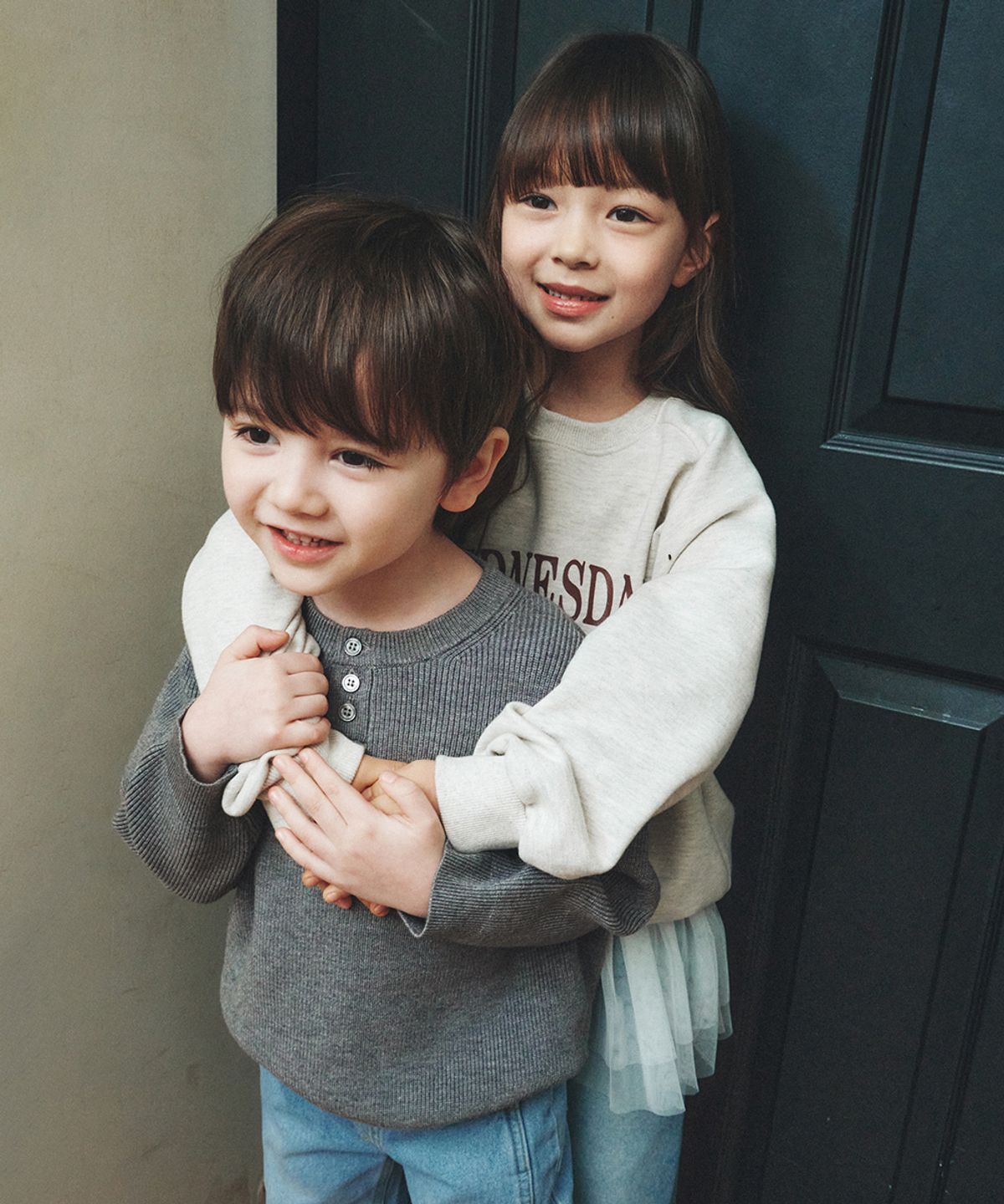 웬즈데이오아시스 키즈(WEDNESDAYOASIS KIDS) [Kids]올웨이즈 워셔블 헨리넥 니트_GRAY(WC26KN37)