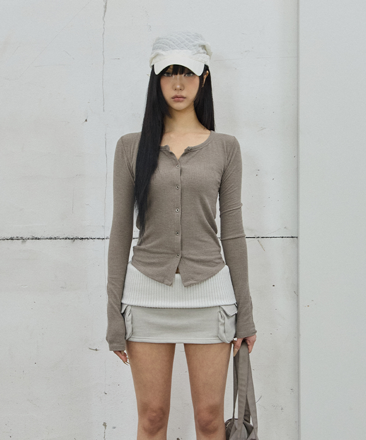 사일프레이(41PRAY) Long-Sleeve Button Cardigan / Mocha