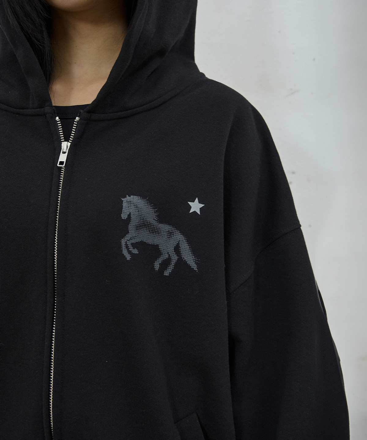 사일프레이(41PRAY) Midnight Horse Zip-up Hoodie /  Black