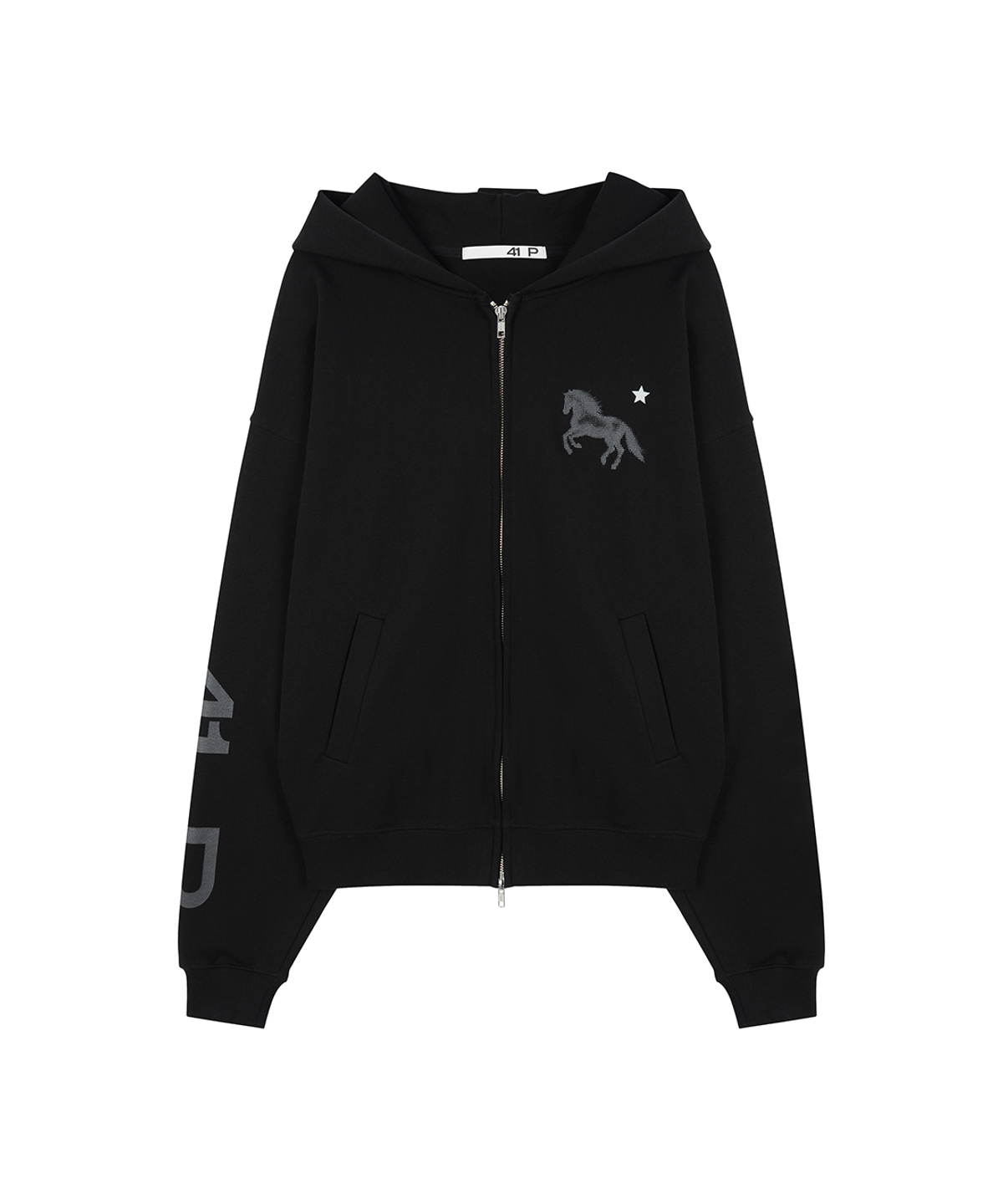 사일프레이(41PRAY) Midnight Horse Zip-up Hoodie /  Black