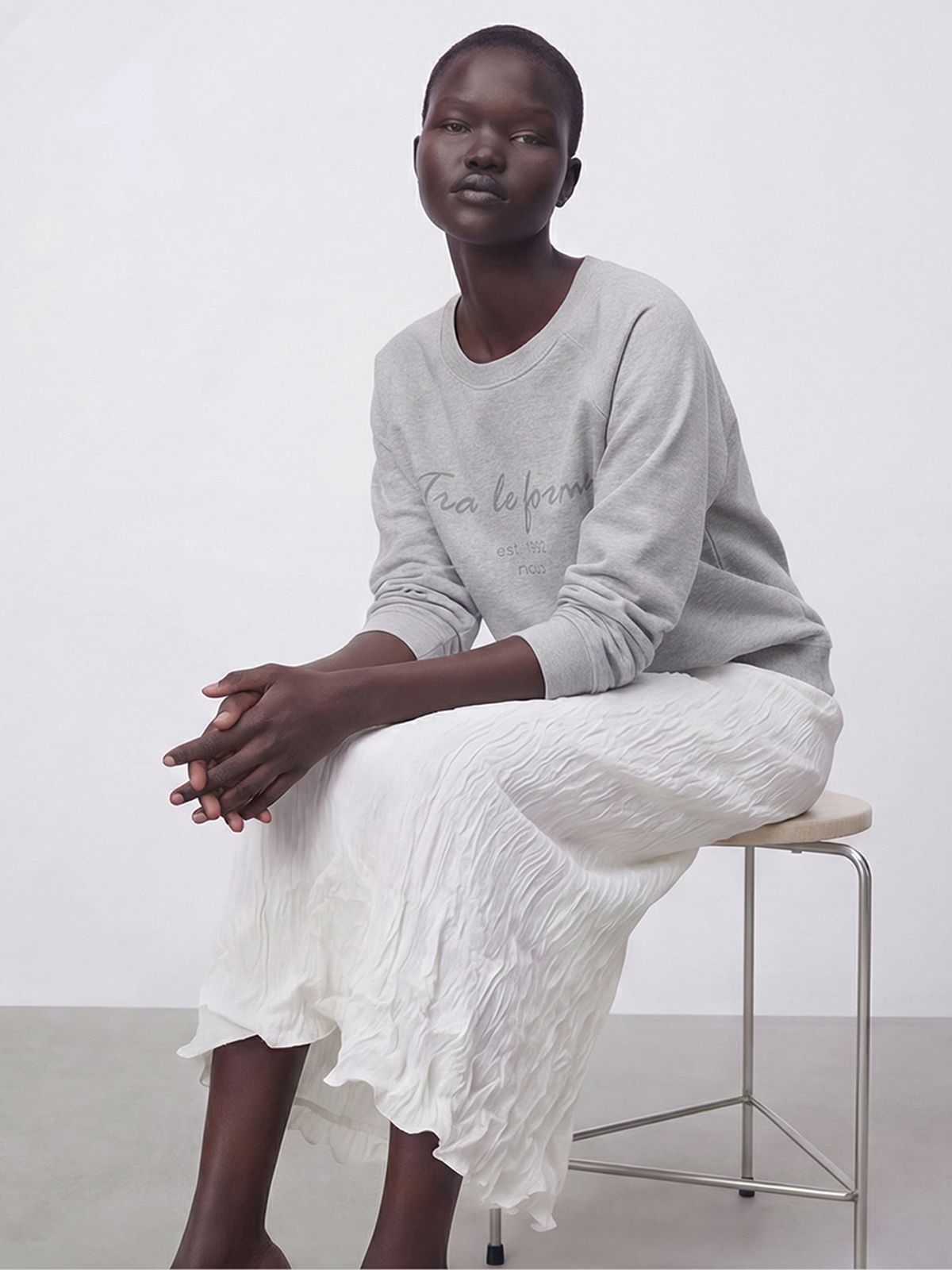 아쿠드(ACUD) Satin Wrinkle Skirt _Ivory