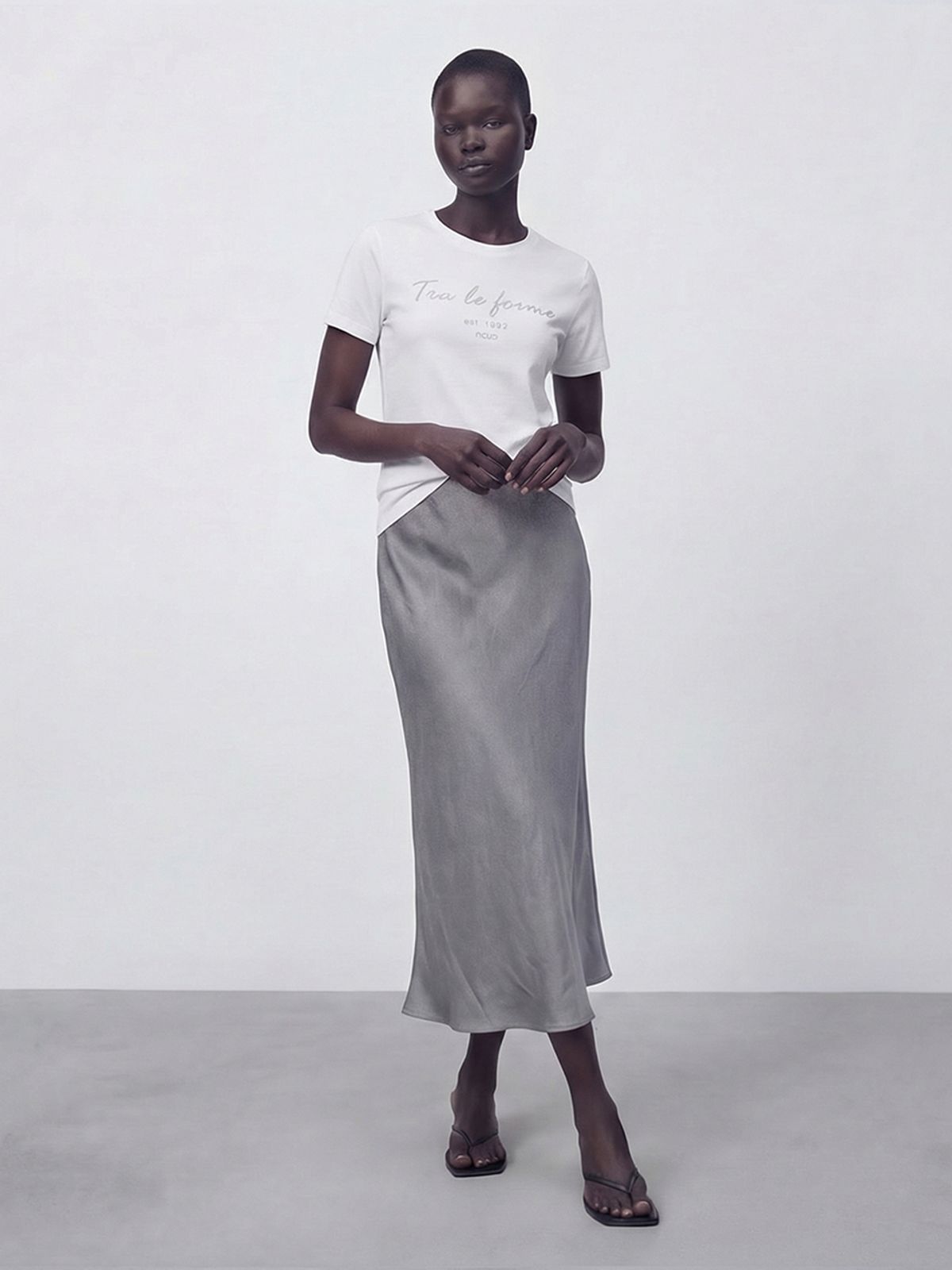 아쿠드(ACUD) Satin A-line Skirt _S.Blue