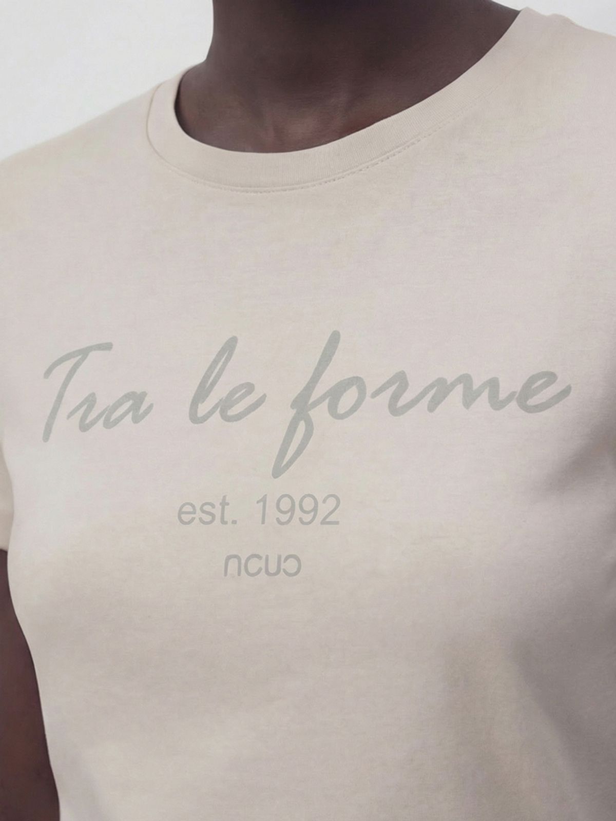 아쿠드(ACUD) Slogan Half Sleeve T-shirt _Oatmeal