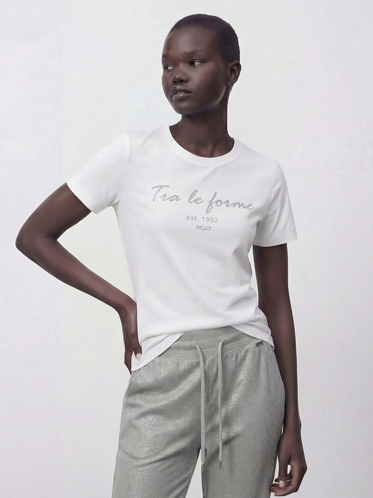 아쿠드(ACUD) Slogan Half Sleeve T-shirt _White