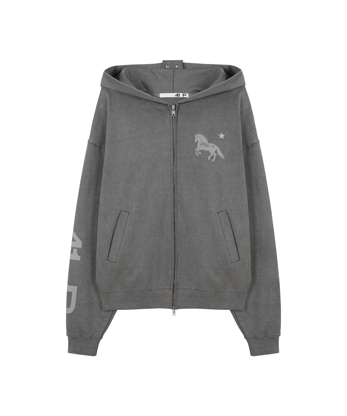 사일프레이(41PRAY) Midnight Horse Zip-up Hoodie / Pig Grey