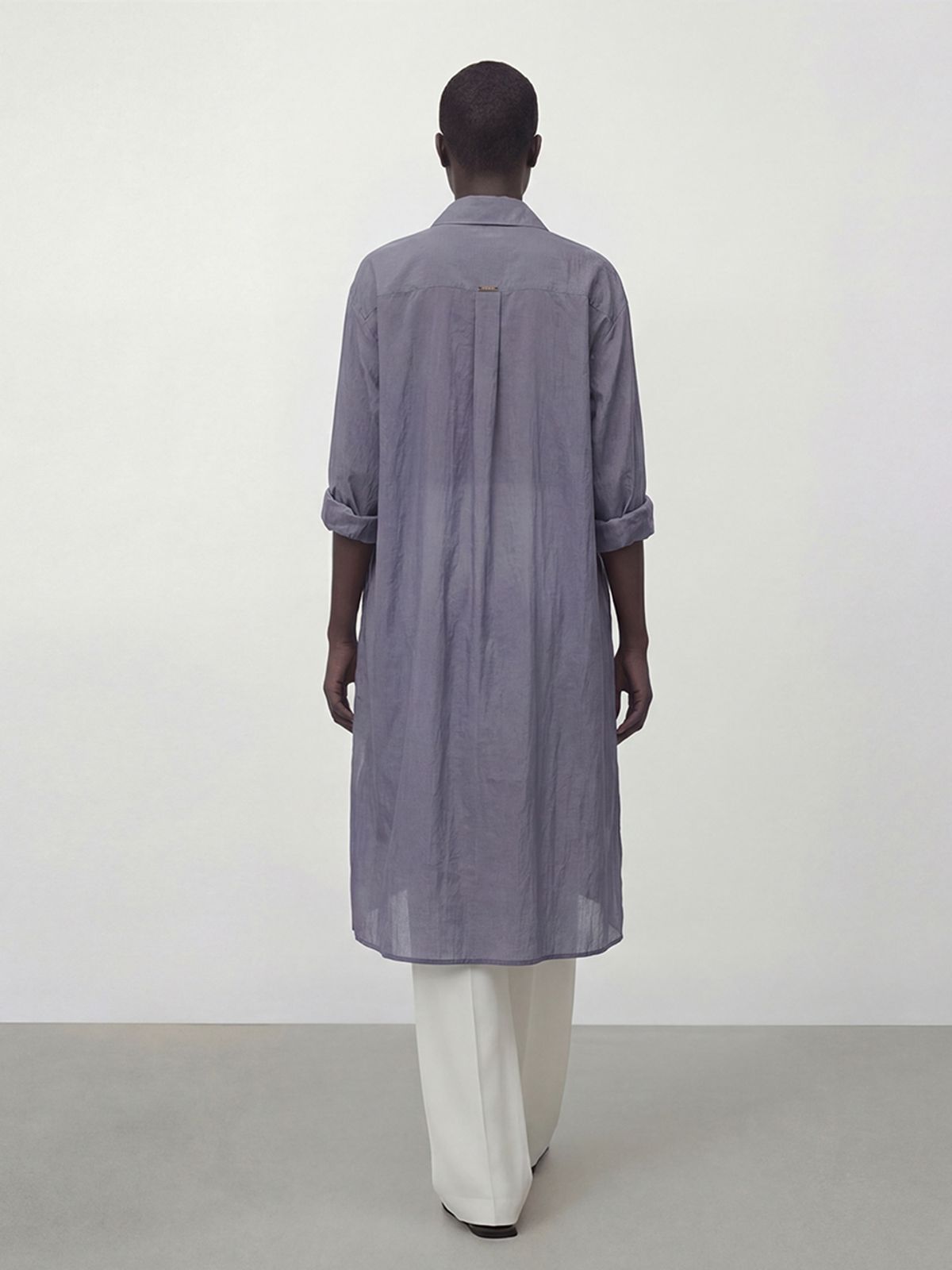 아쿠드(ACUD) Sheer Nylon Long Shirt _Navy