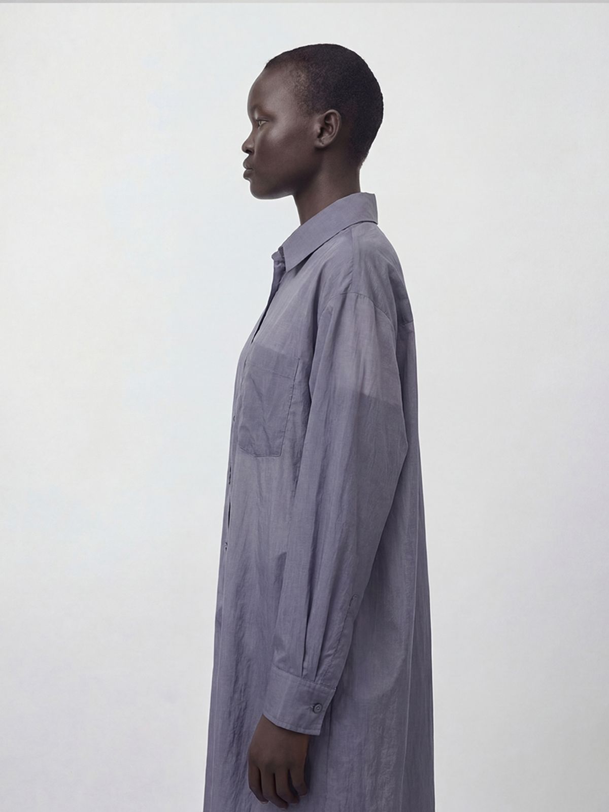 아쿠드(ACUD) Sheer Nylon Long Shirt _Navy