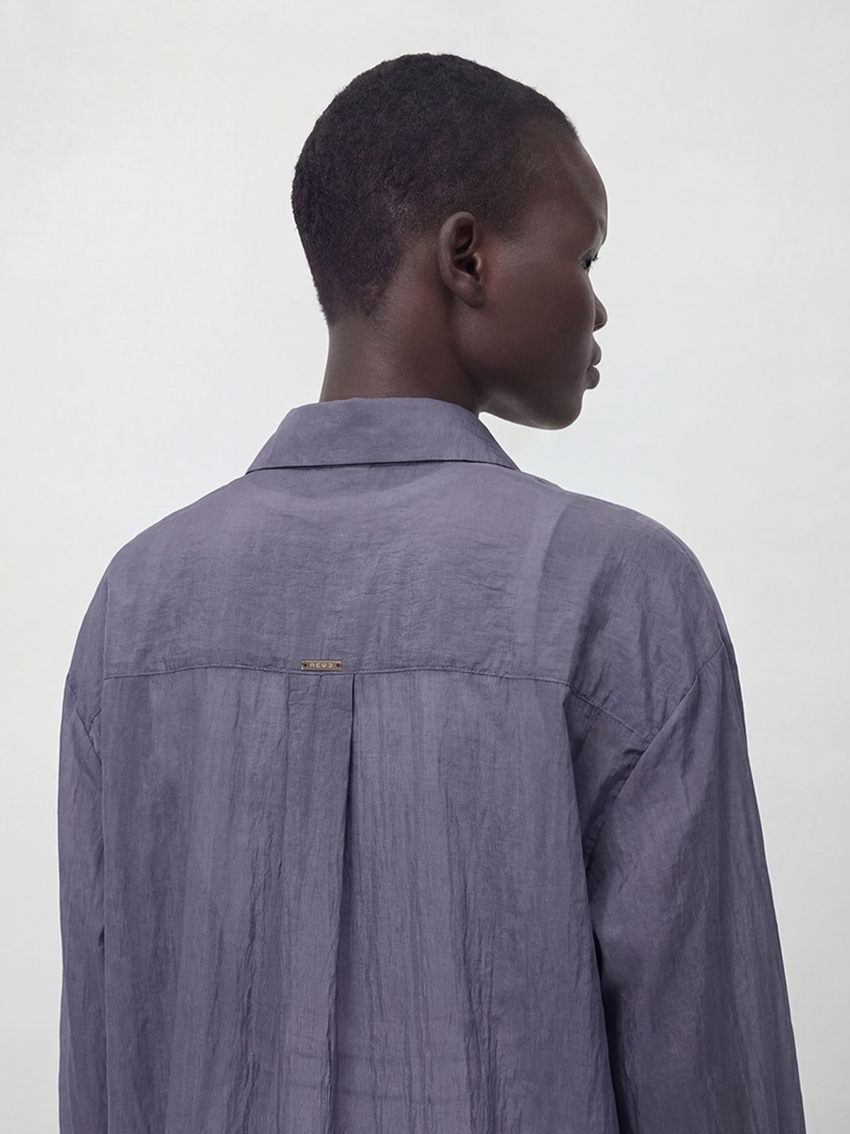 아쿠드(ACUD) Sheer Nylon Long Shirt _Navy