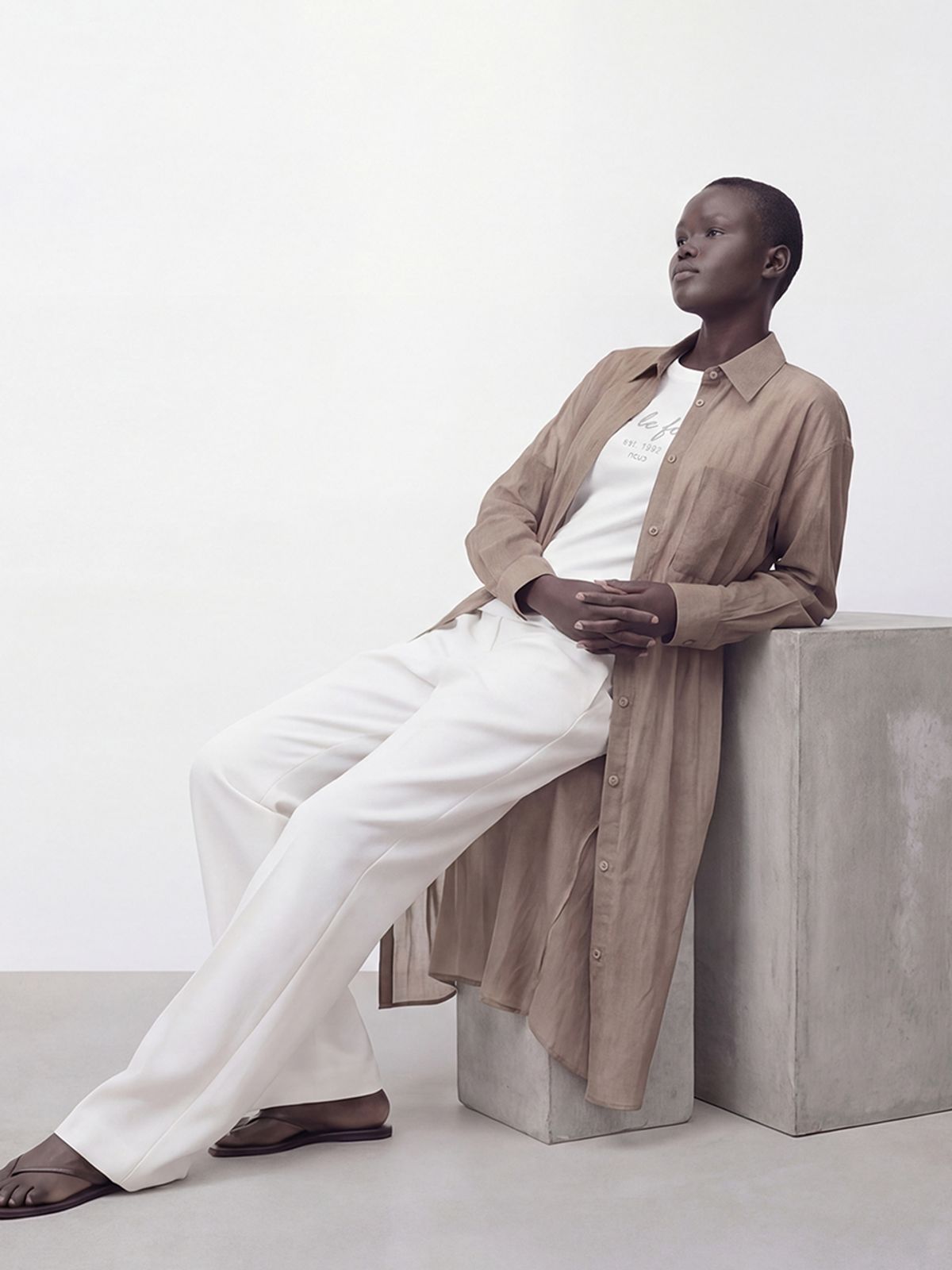 아쿠드(ACUD) Sheer Nylon Long Shirt _Carmel