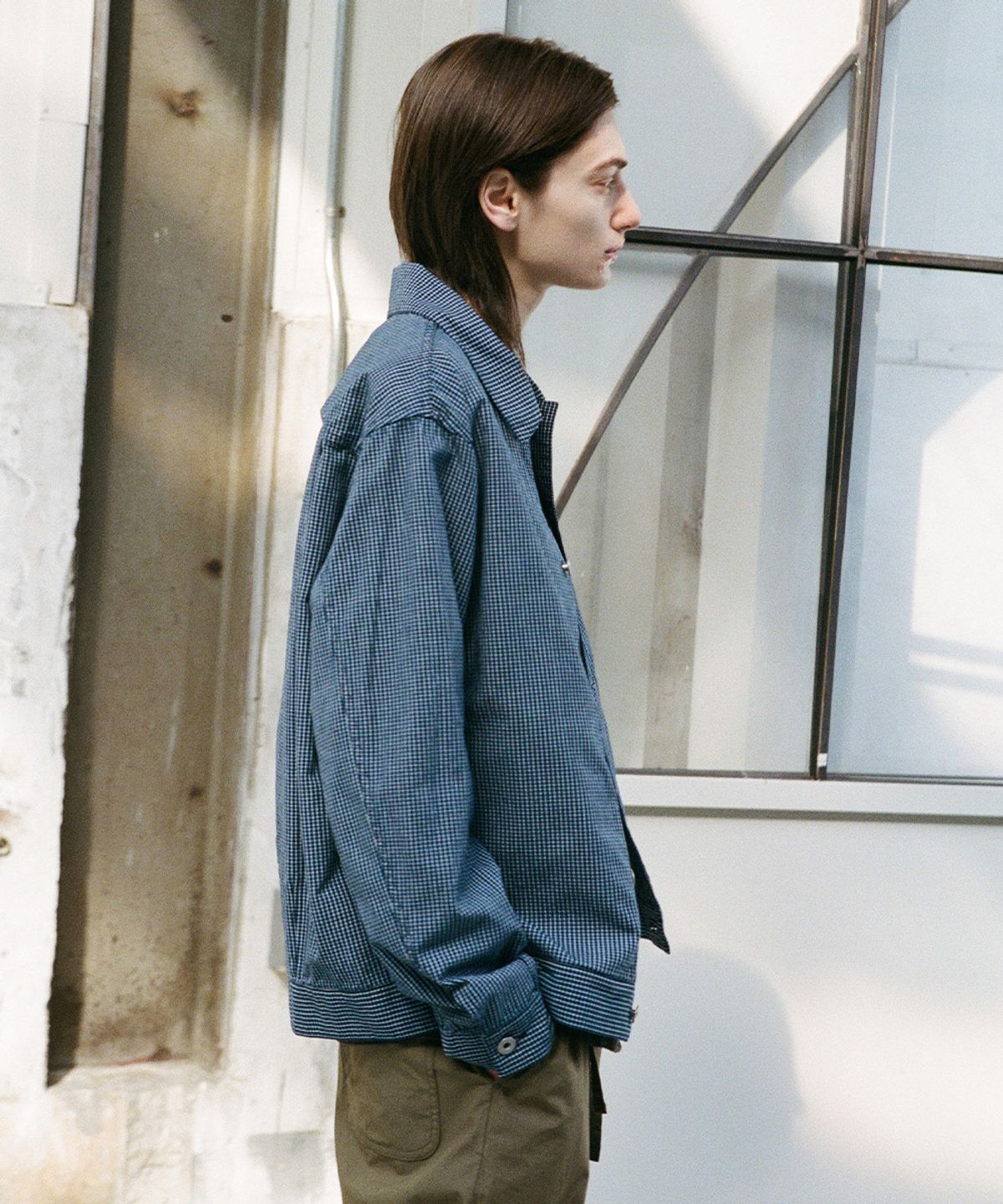 홀리선(HORLISUN) Liverty Denim Check Jacket Navy