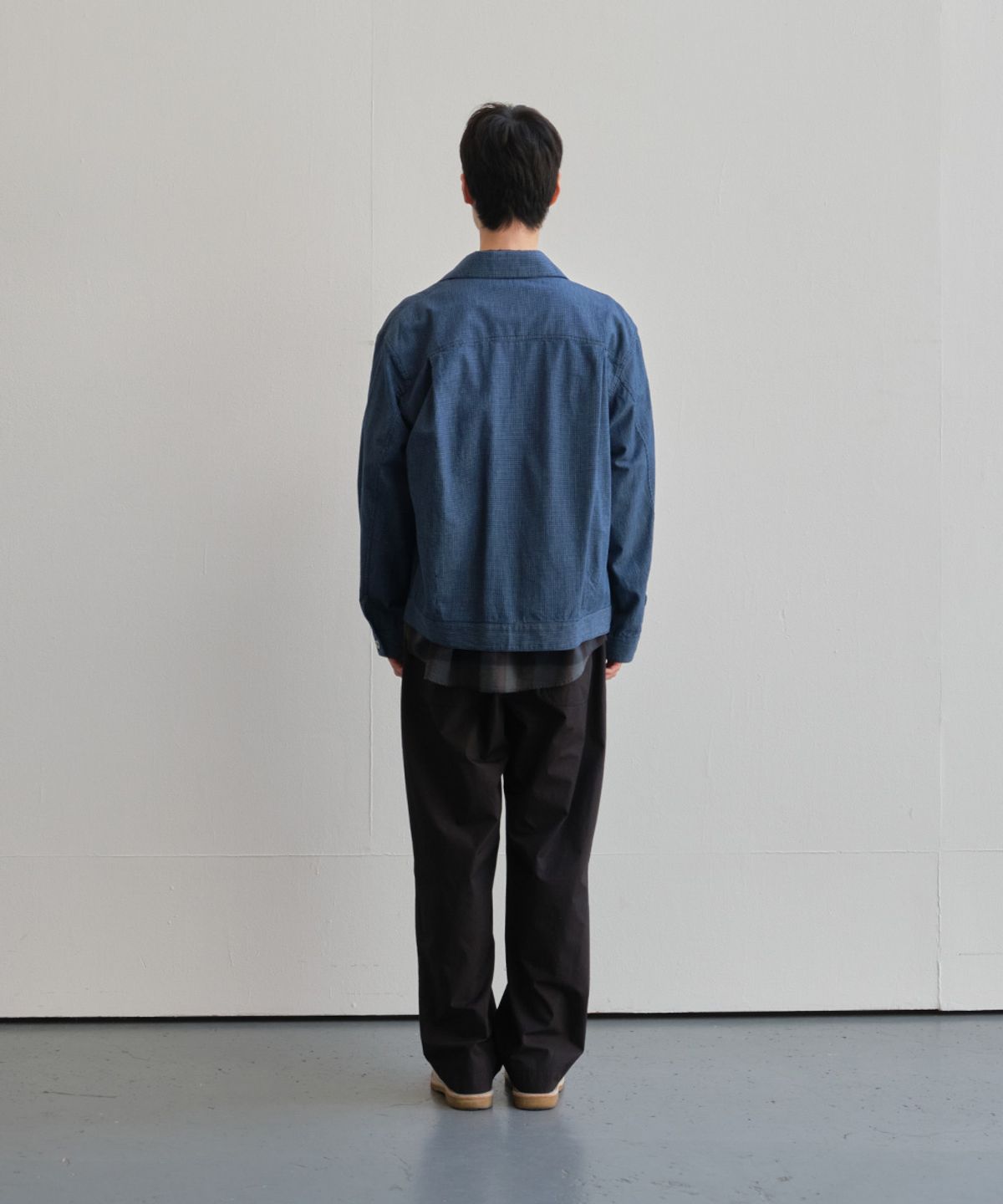 홀리선(HORLISUN) Liverty Denim Small Check Jacket Navy