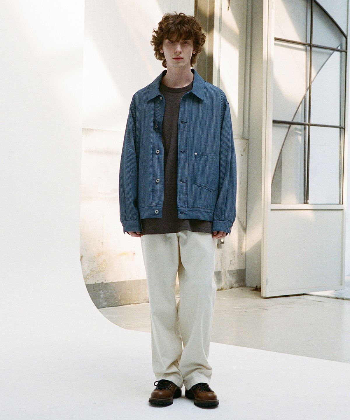 홀리선(HORLISUN) Liverty Denim Small Check Jacket Navy