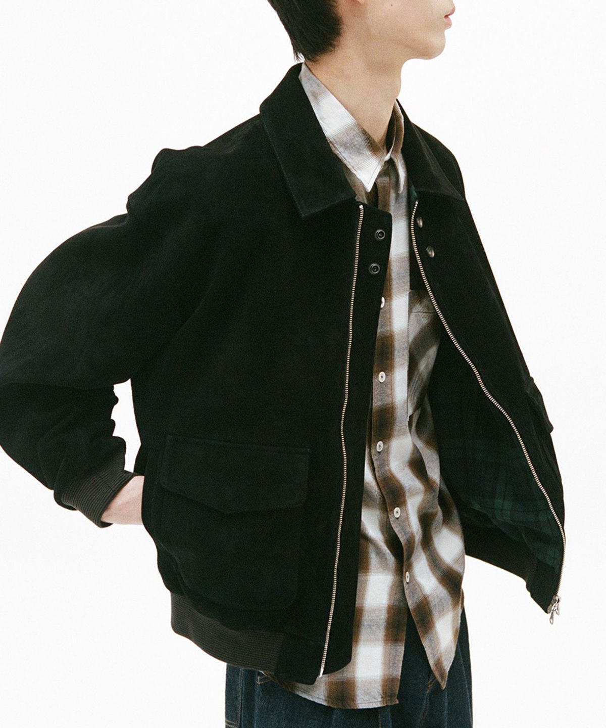 홀리선(HORLISUN) Irish Suede Leather Jacket Black