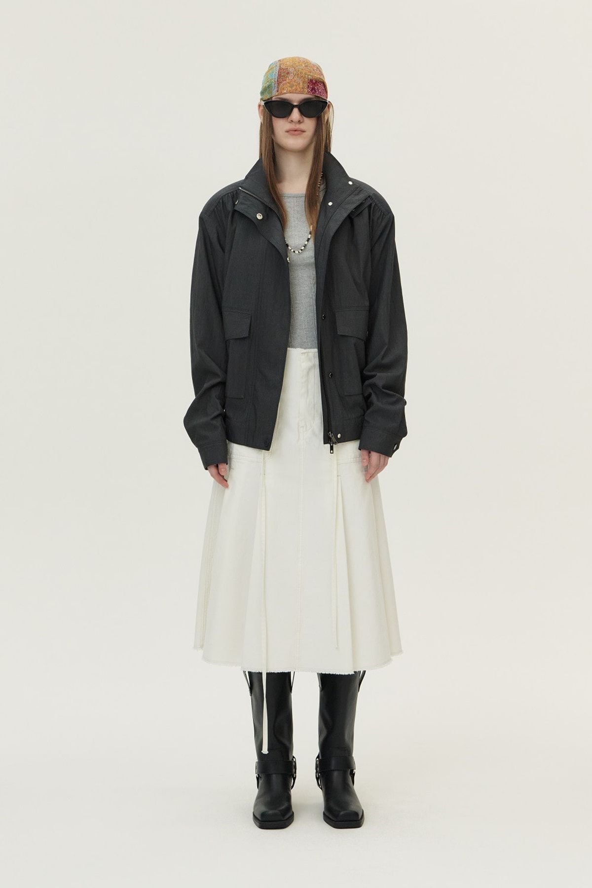 쿠메(KUMÉ) Lightweight Oversized Blouson, Charcoal