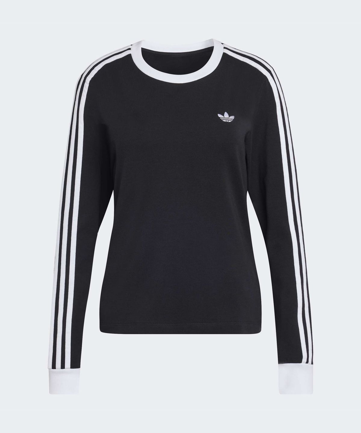 아디다스(ADIDAS) 3-스트라이프 롱 슬리브 슬림 핏 티셔츠 - 블랙:화이트 / KD7964
