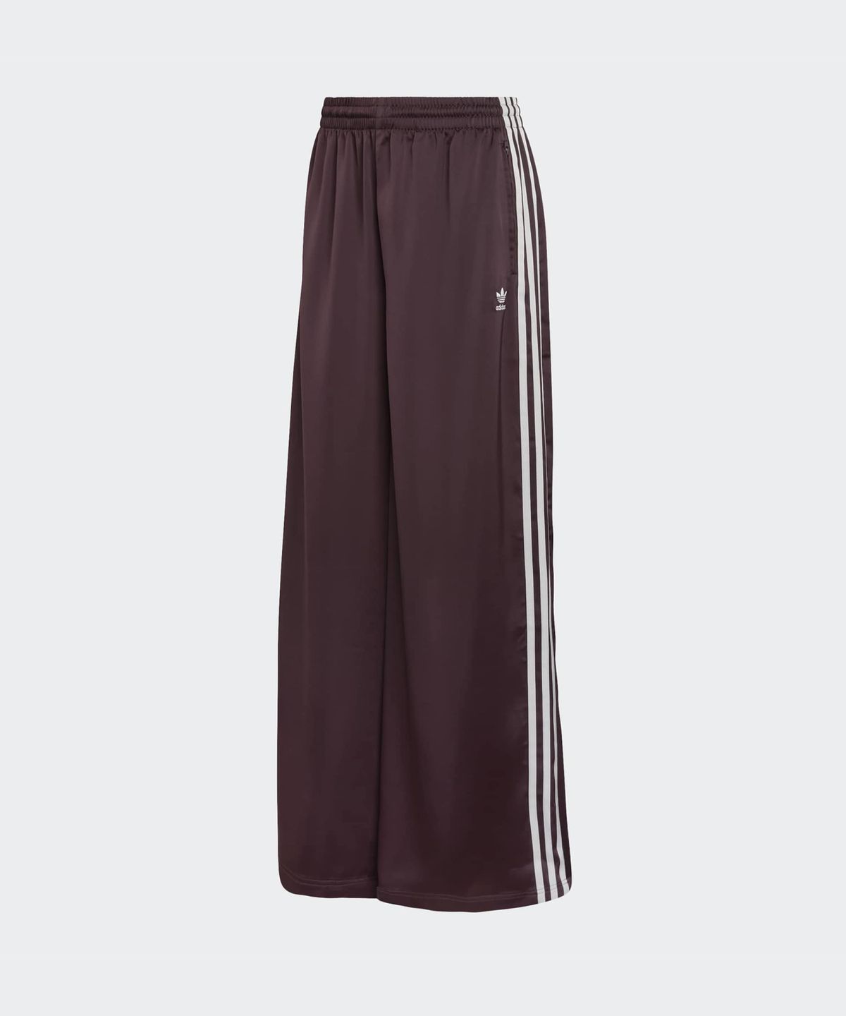 아디다스(ADIDAS) 새틴 와이드 레그 트랙 팬츠 - 쉐도우브라운:화이트 / KQ6545
