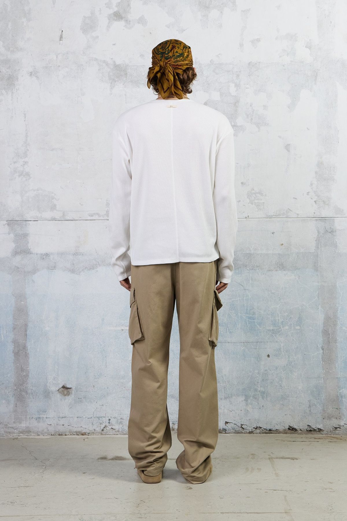 쿠메(KUMÉ) Men Waffle Jersey Long Sleeves T-shirt, Ivory