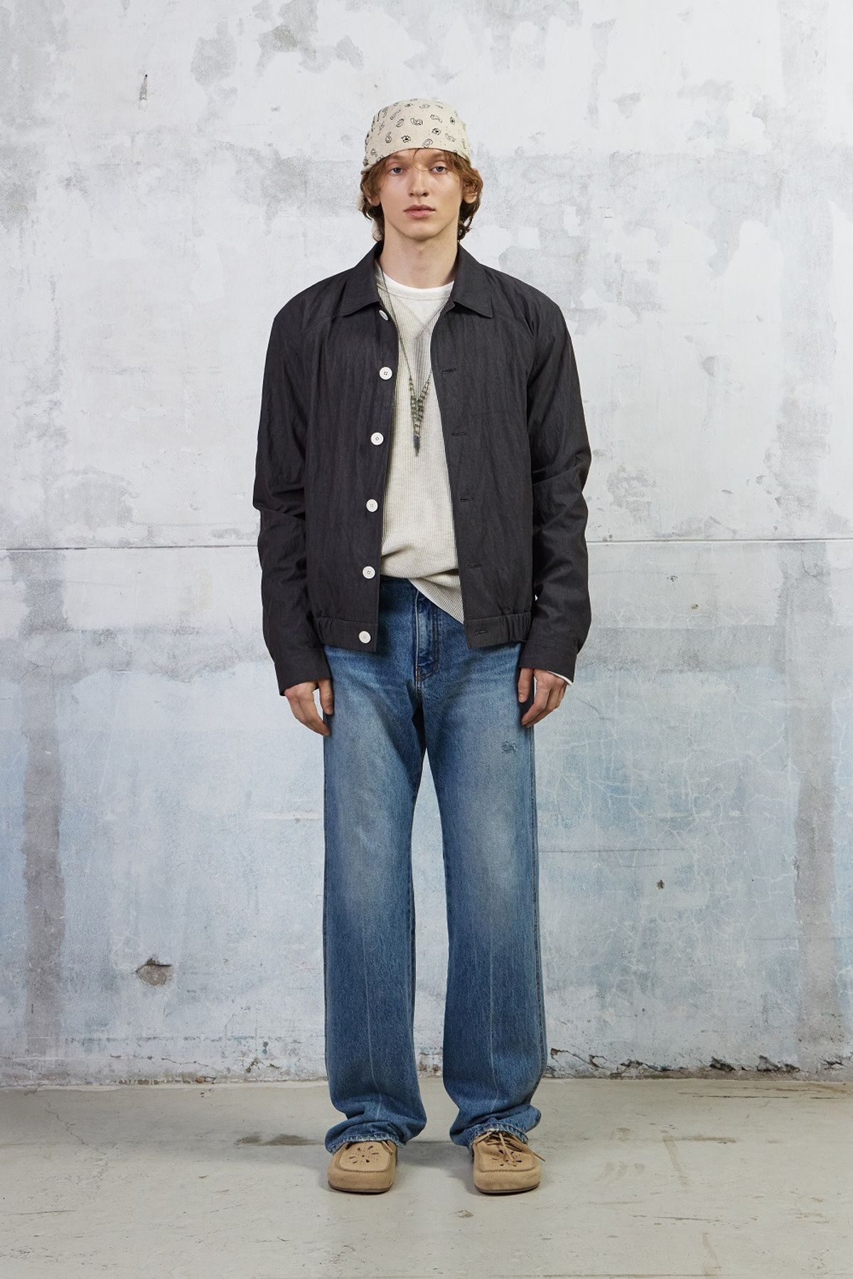 쿠메(KUMÉ) Men Casual Button Blouson, Charcoal