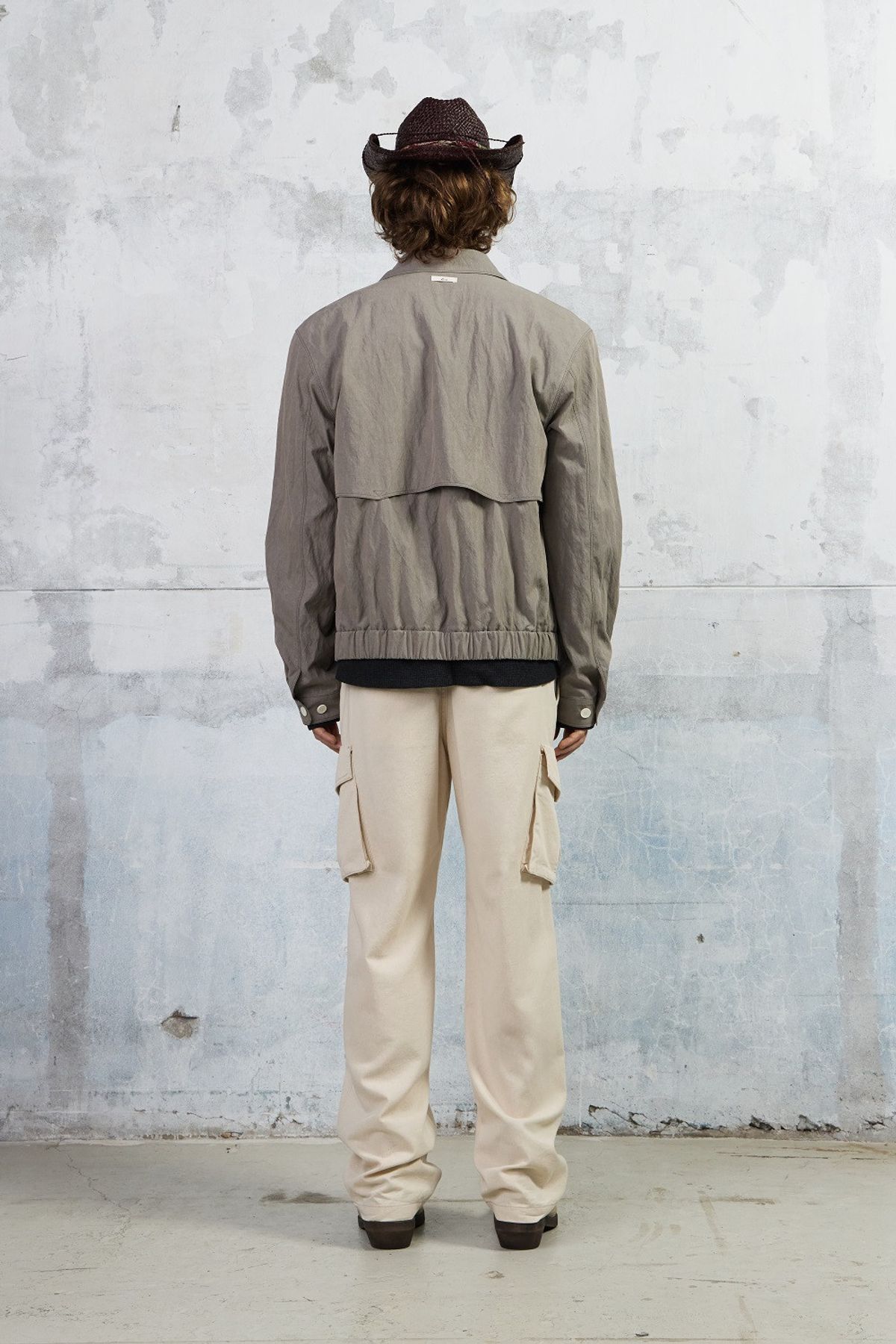 쿠메(KUMÉ) Men Casual Button Blouson, Gray