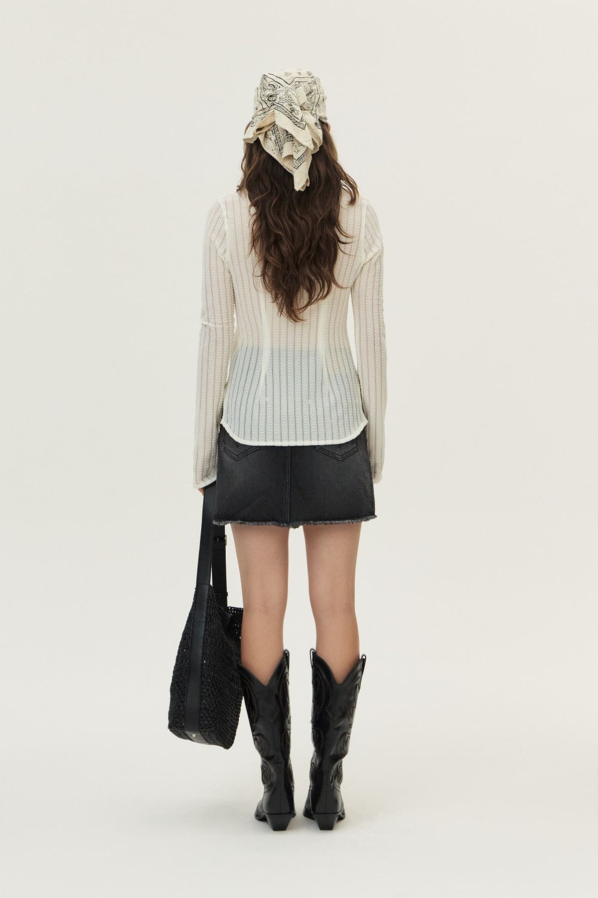 쿠메(KUMÉ) Lace Collared Long Sleeve Blouse, Ivory