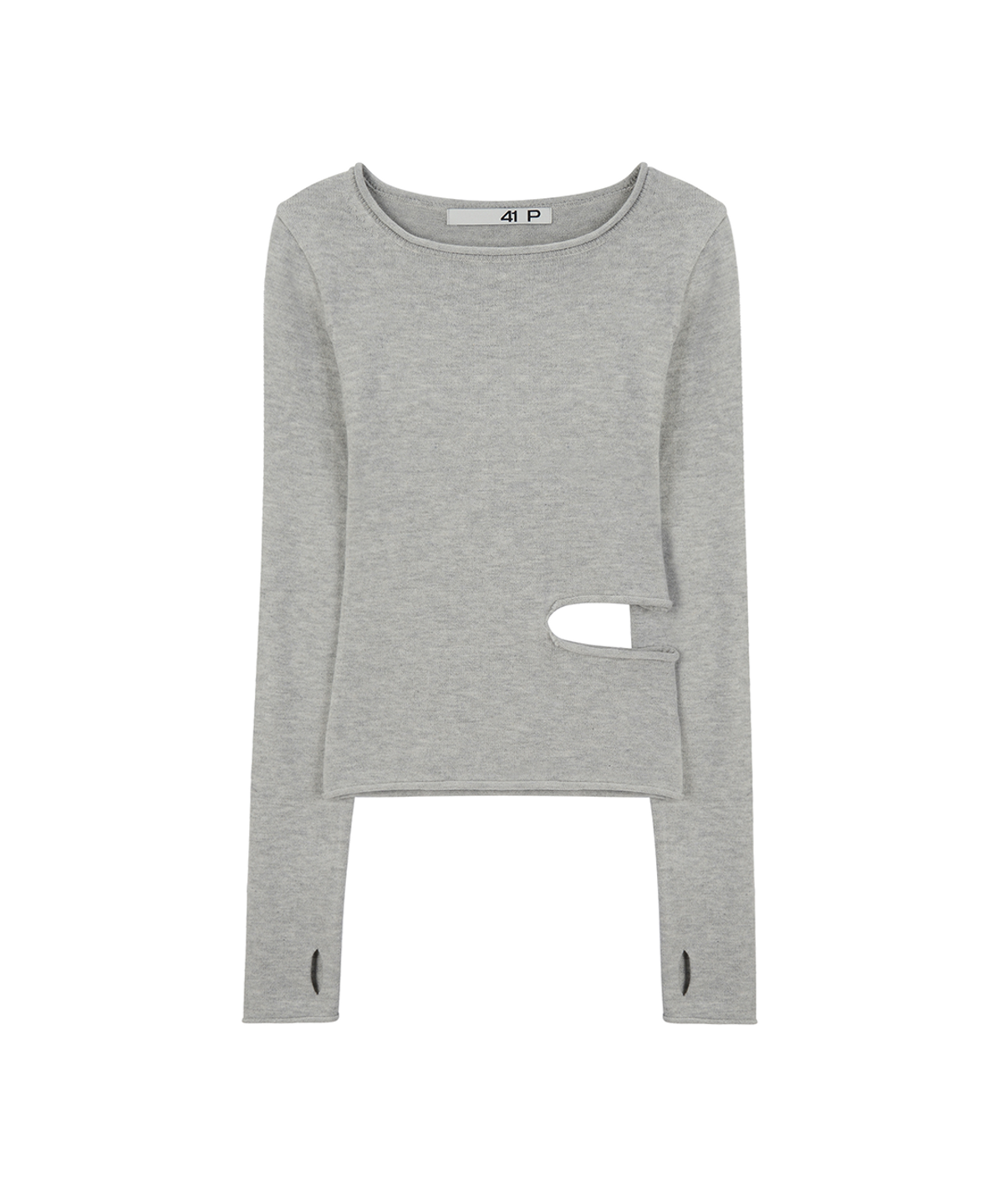 사일프레이(41PRAY) Slit Long Sleeve   Knit Top / Grey