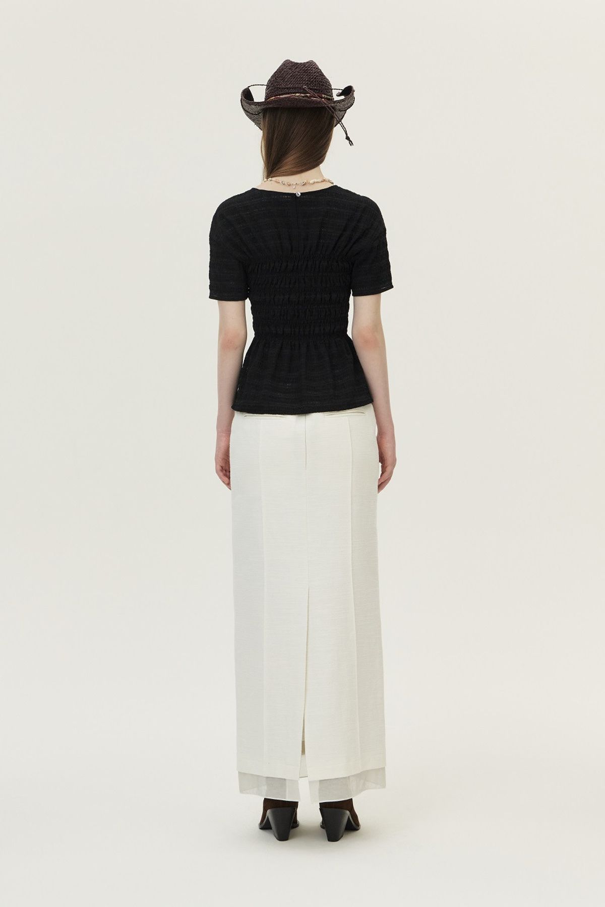 쿠메(KUMÉ) Summer Tweed H-line Skirt, Ivory