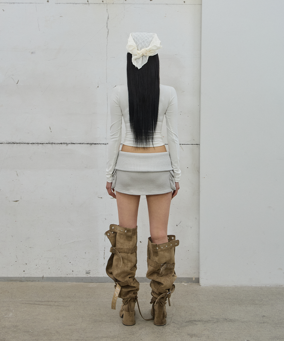 사일프레이(41PRAY) Shirring Long Sleeve Tee / Ivory