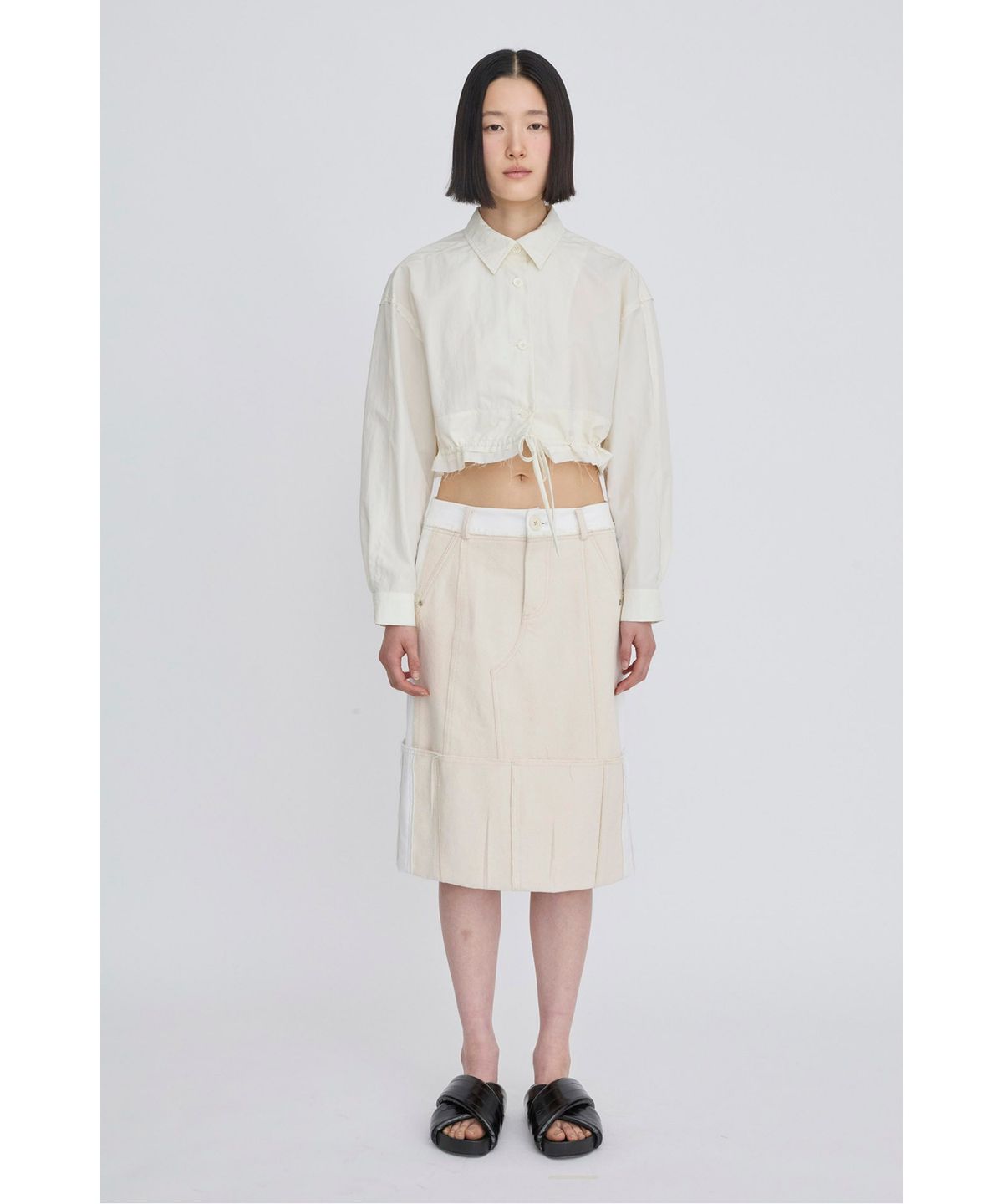 래코드(RECODE) Drawstring Cropped Shirt RQSAS26511WHX