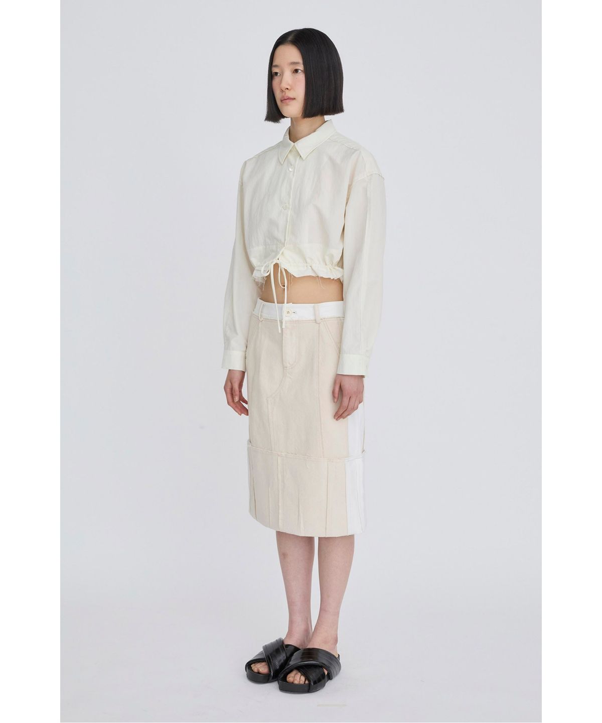 래코드(RECODE) Drawstring Cropped Shirt RQSAS26511WHX