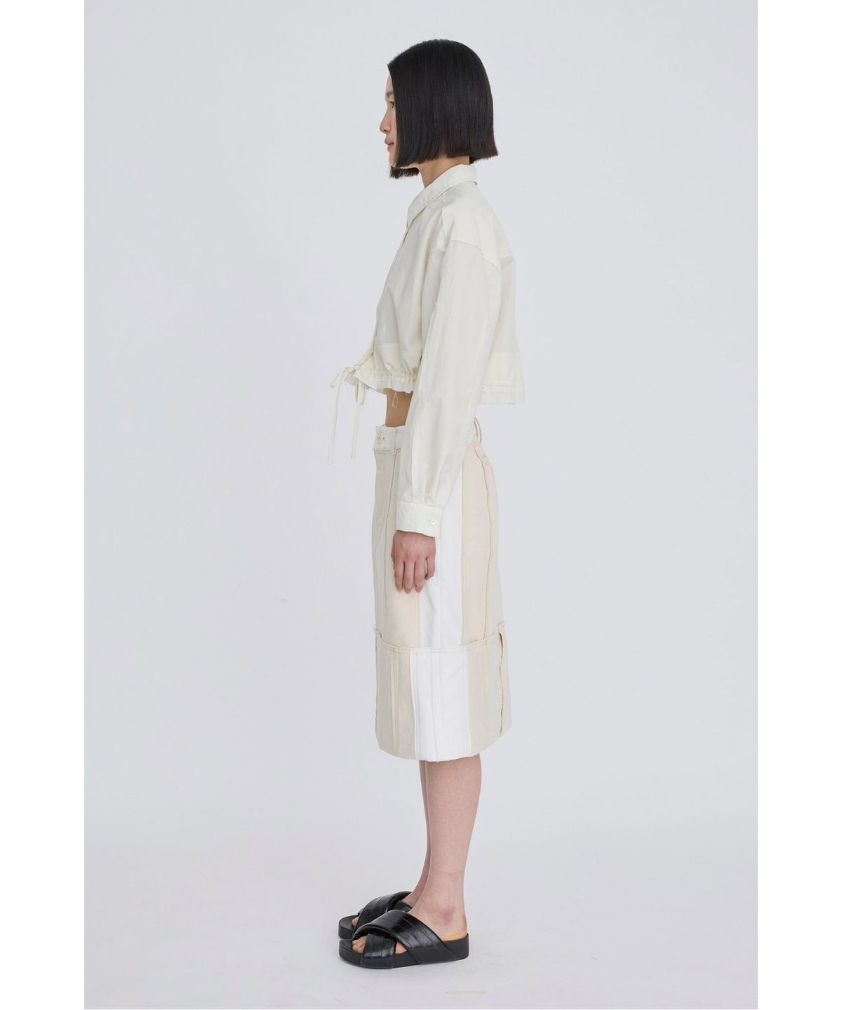 래코드(RECODE) Drawstring Cropped Shirt RQSAS26511WHX