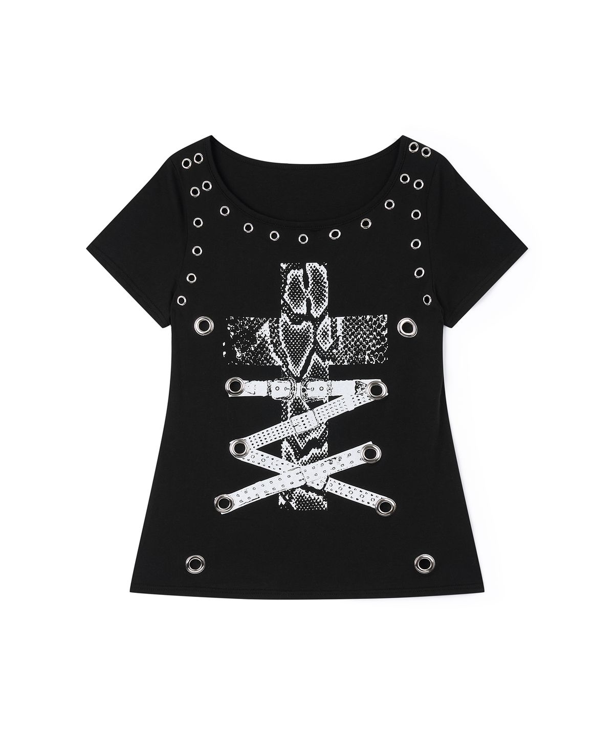 일리오(ILLIO) Black Eyelet t-shirts