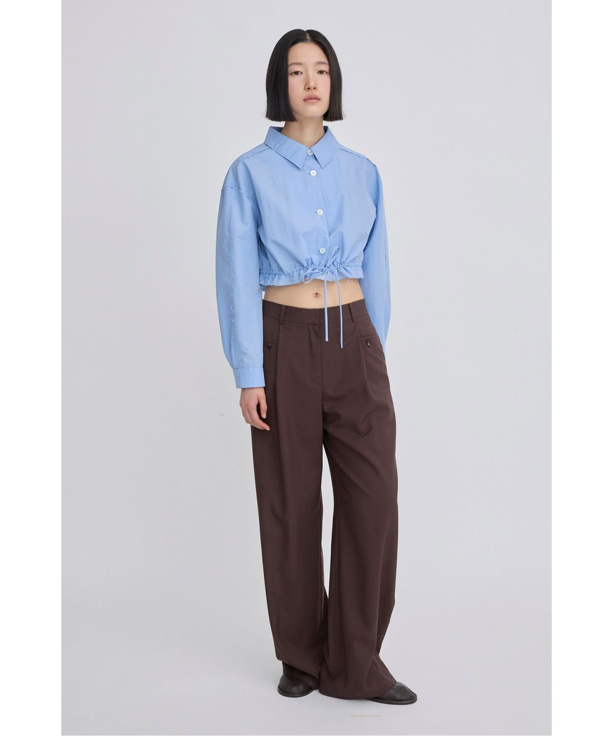 래코드(RECODE) Drawstring Cropped Shirt RQSAS26511BUX