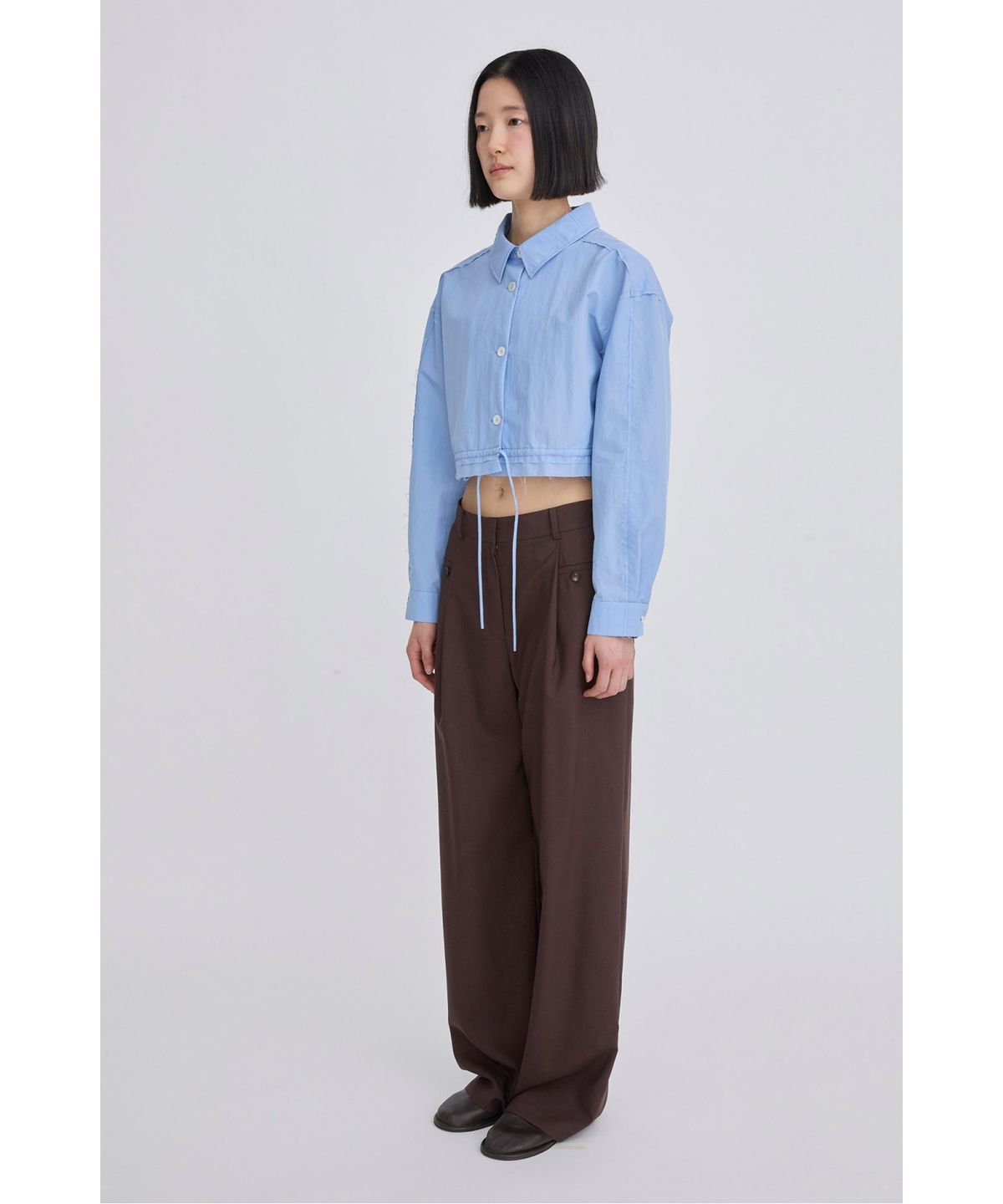 래코드(RECODE) Drawstring Cropped Shirt RQSAS26511BUX