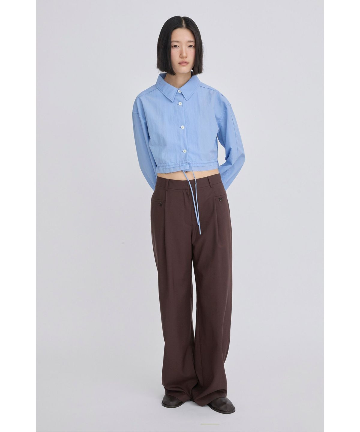 래코드(RECODE) Drawstring Cropped Shirt RQSAS26511BUX