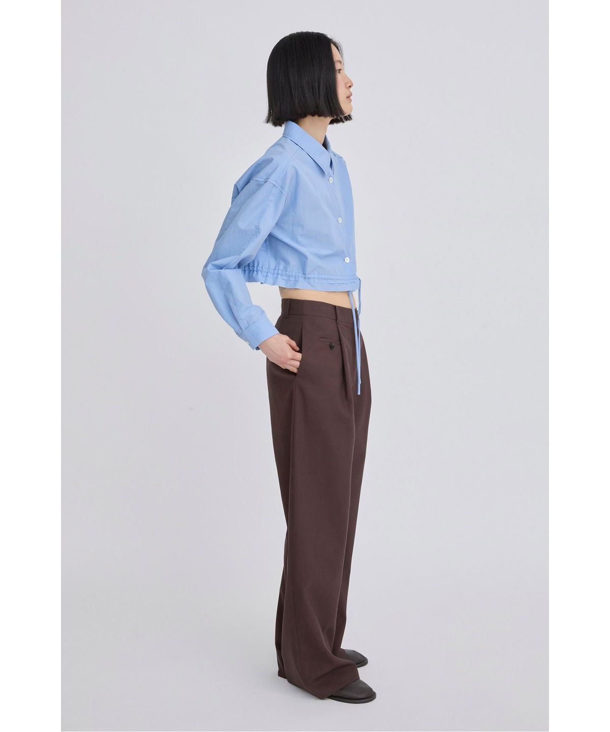 래코드(RECODE) Drawstring Cropped Shirt RQSAS26511BUX